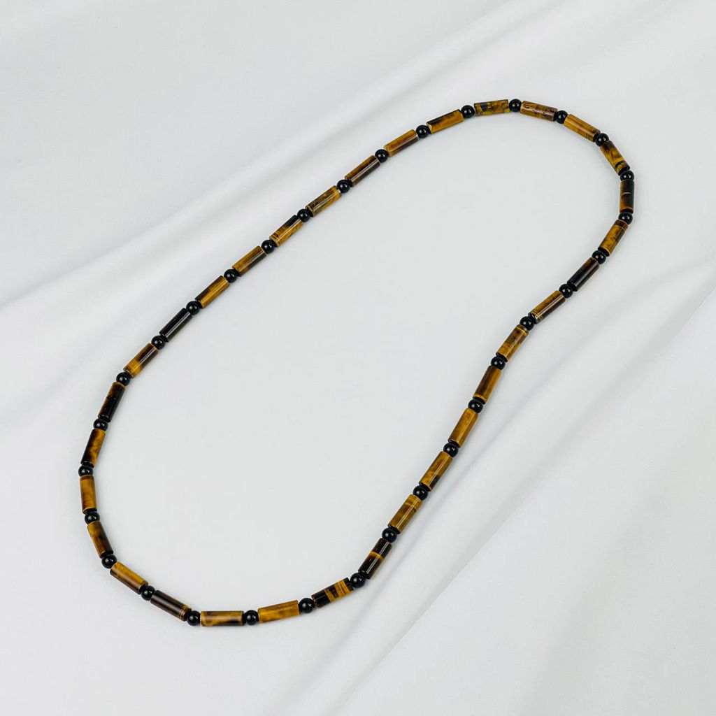 Бусы мужсике из Тигрового глаза и Агата 72 см