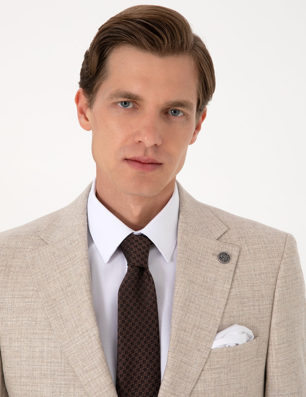 Bej Slim Fit %100 Y_n Tak_m Elbise
