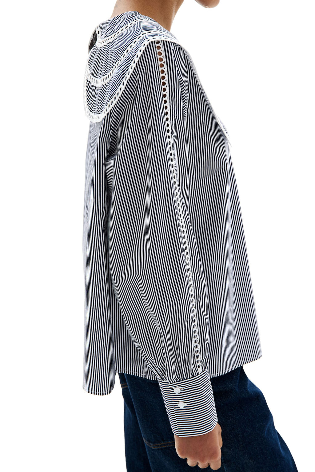 Blusa de algodon con ribetes de encaje - H&m фото 5