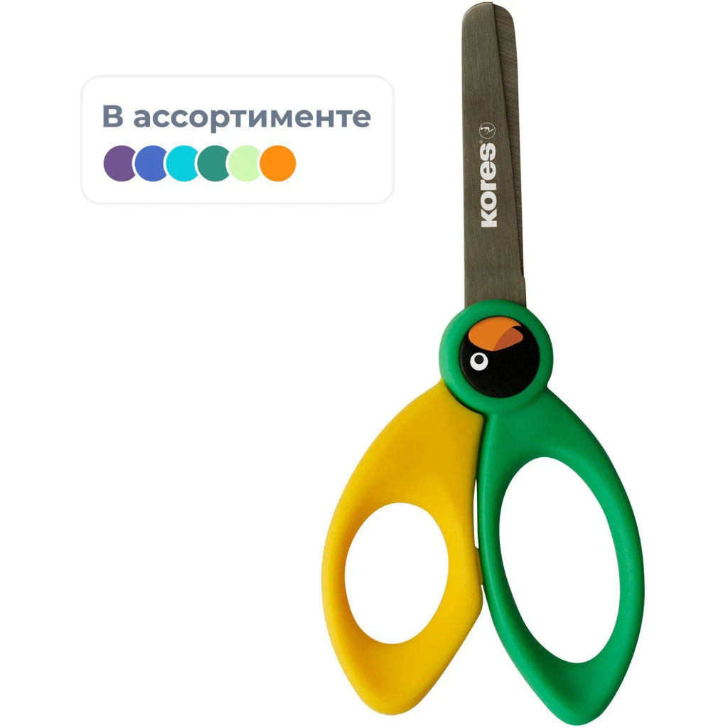 Ножницы детские Kores Birdy,125мм,с пластик. ручками, тупоконечные, ассорти  фото 2