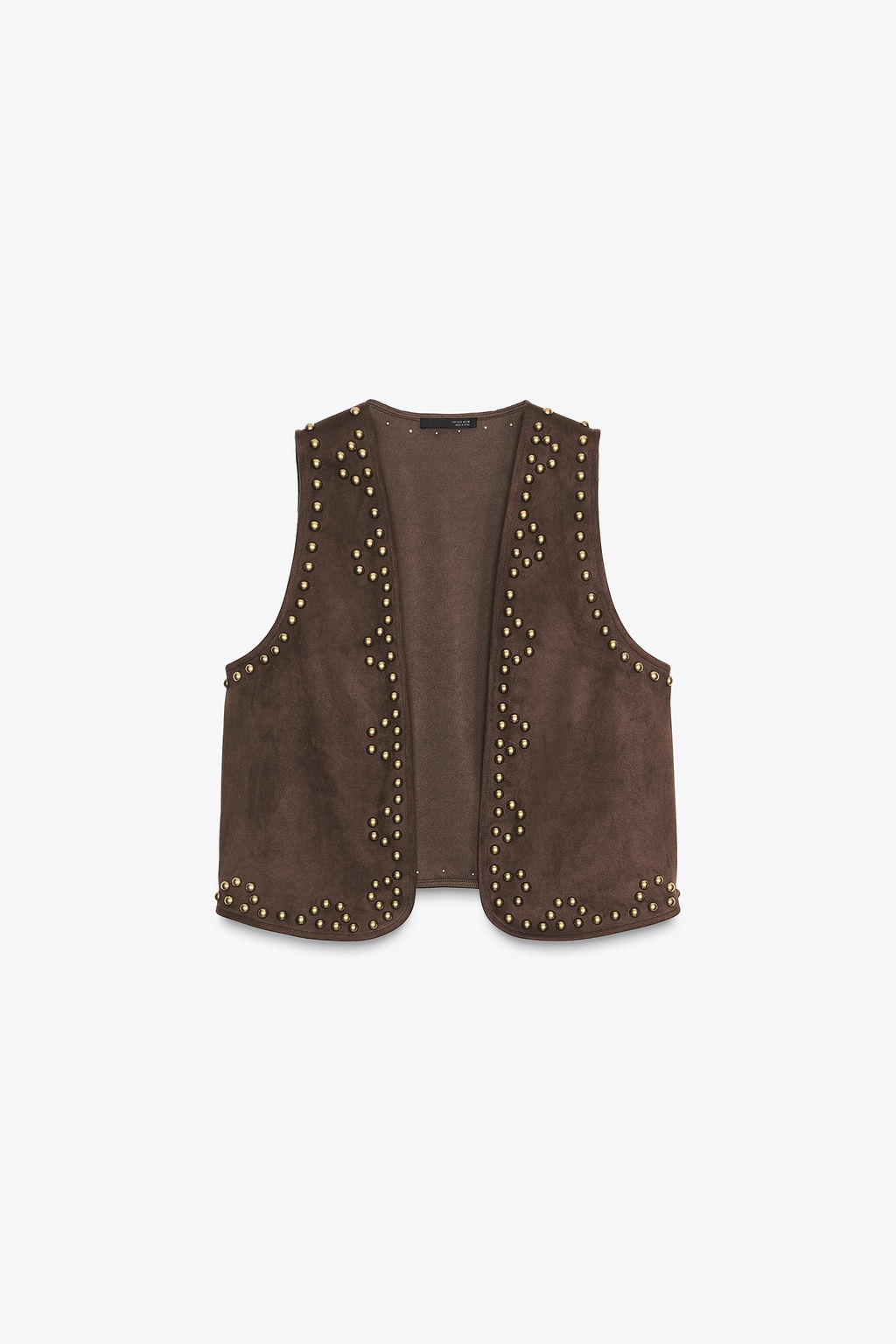STUDDED FAUX SUEDE WAISTCOAT