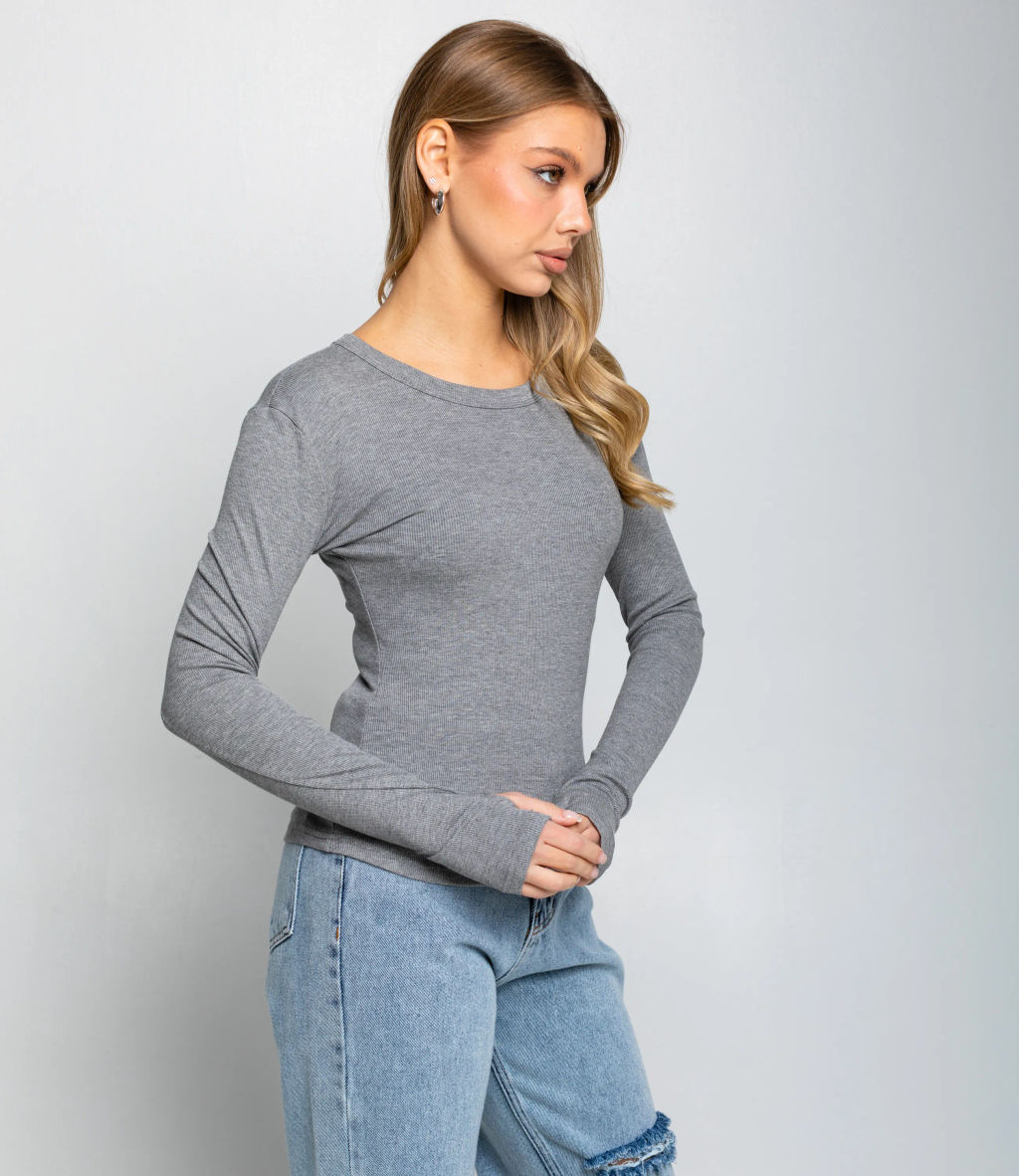 Лонгслив #КТ6889 (1), серый - Dommod фото 2