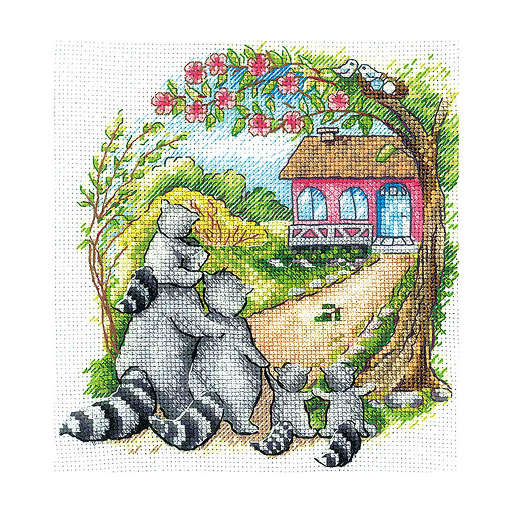 Набор для вышивания Сделай своими руками Н-31 Новоселье. Еноты 14.5 х 16 см