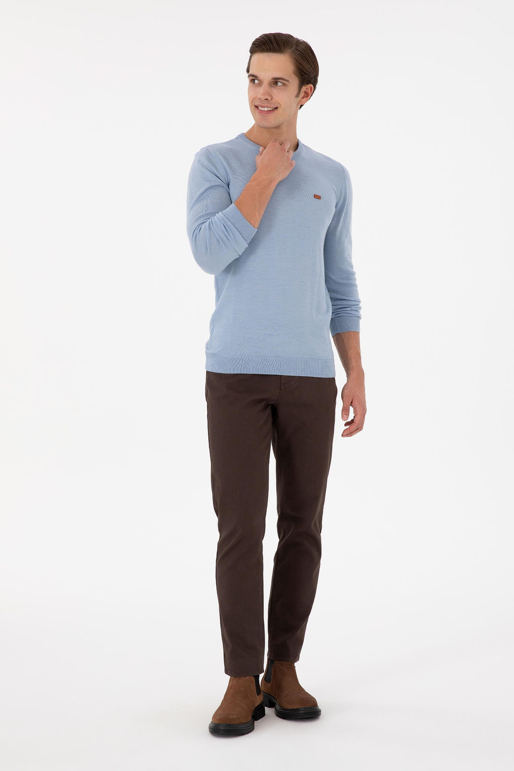 Erkek Kahverengi Slim Fit Kanvas Pantolon