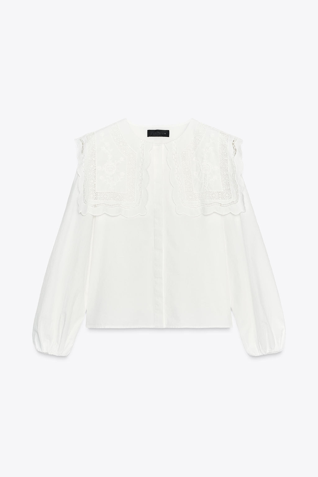 ZW COLLECTION EMBROIDERED COLLAR POPLIN SHIRT - Zara фото 6