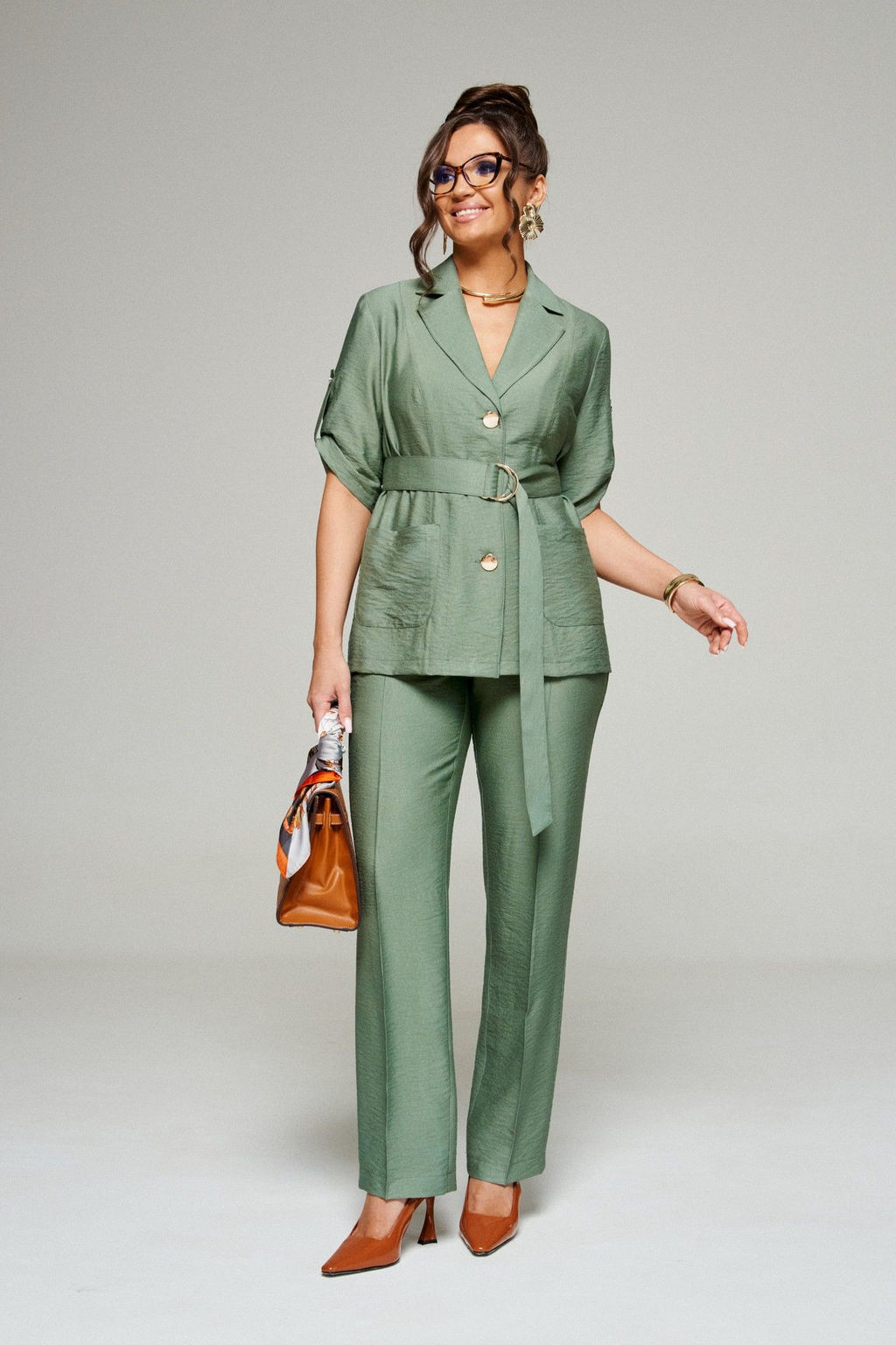 Костюм 6333 хаки, Брюки, Жакет - Beautiful and free фото 2