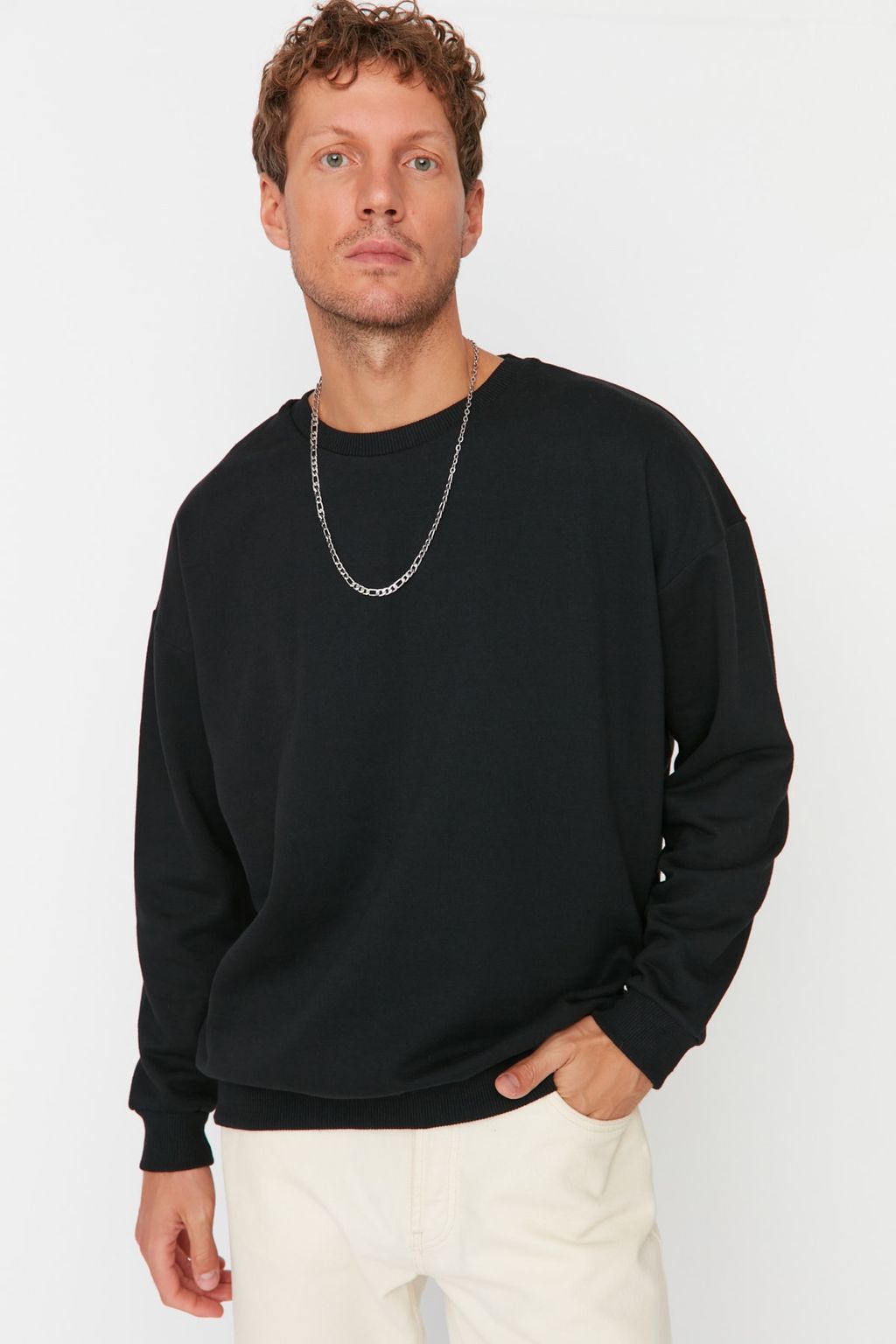 TRENDYOL MAN Siyah Regular/Normal Kesim Bisiklet Yaka Bask?l? Ici Polarl? Sweatshirt TMNAW23SW00278 - Trendyolmilla фото 9