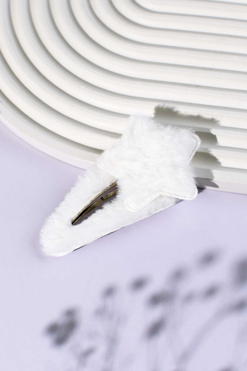 Набор заколок для волос клик-клак, текстильные, арт. 71751 / 10 ПУШИСТЫЕ ЗВЕЗДОЧКИ (в наборе: 2шт.