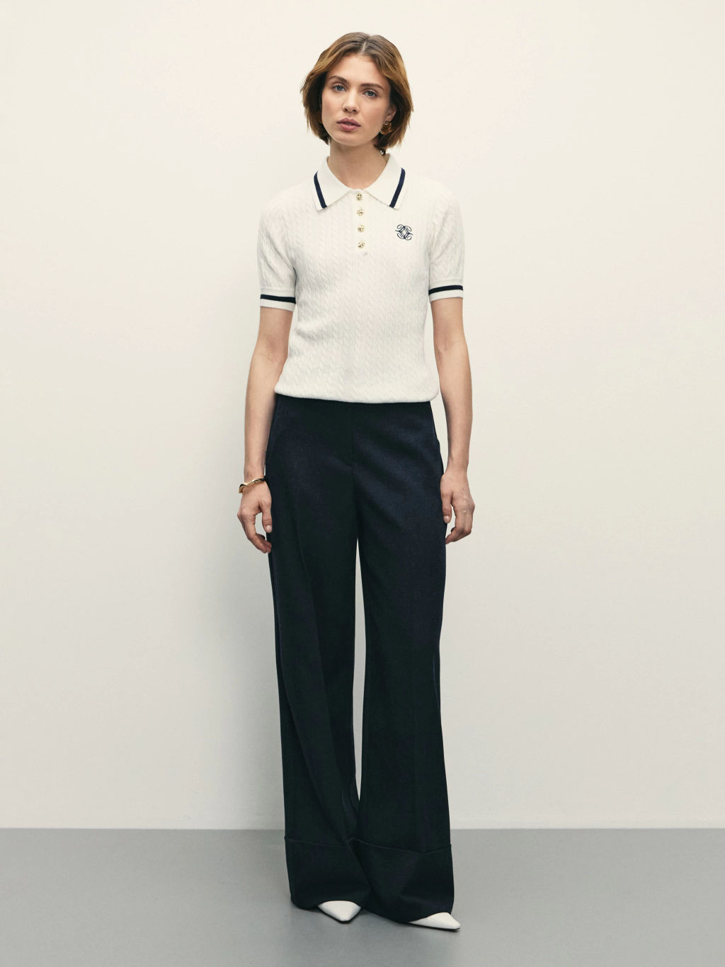 Поло с вышивкой из вязаного трикотажа / Zarina  фото 2