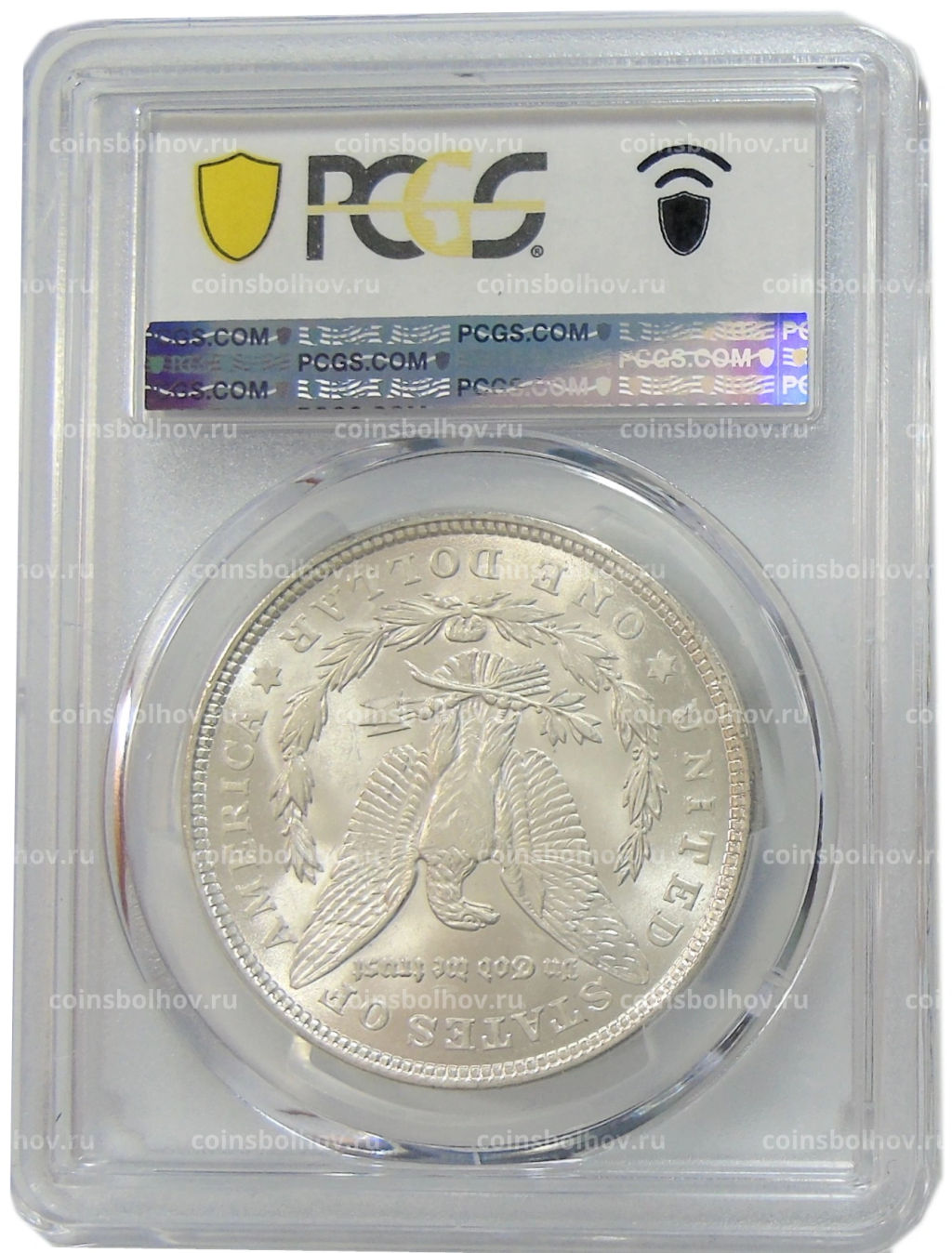 1 доллар 1921 года США Доллар Моргана (в слабе PCGS MS63)