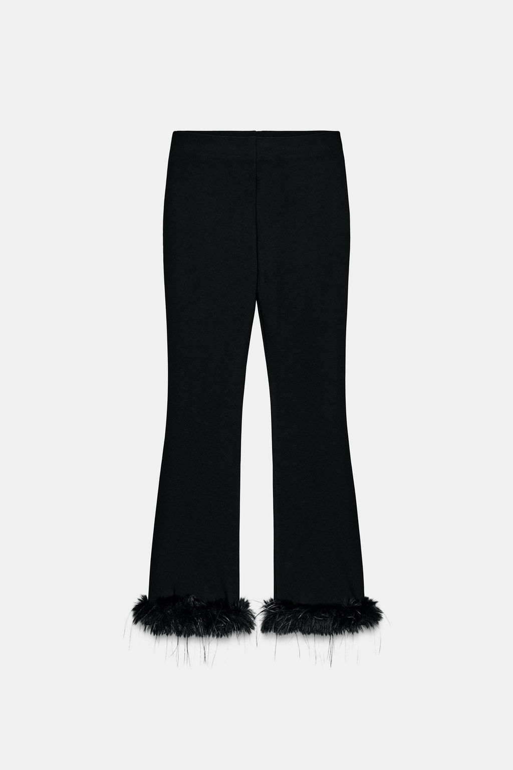 FLARE TROUSERS WITH FAUX FUR HEM