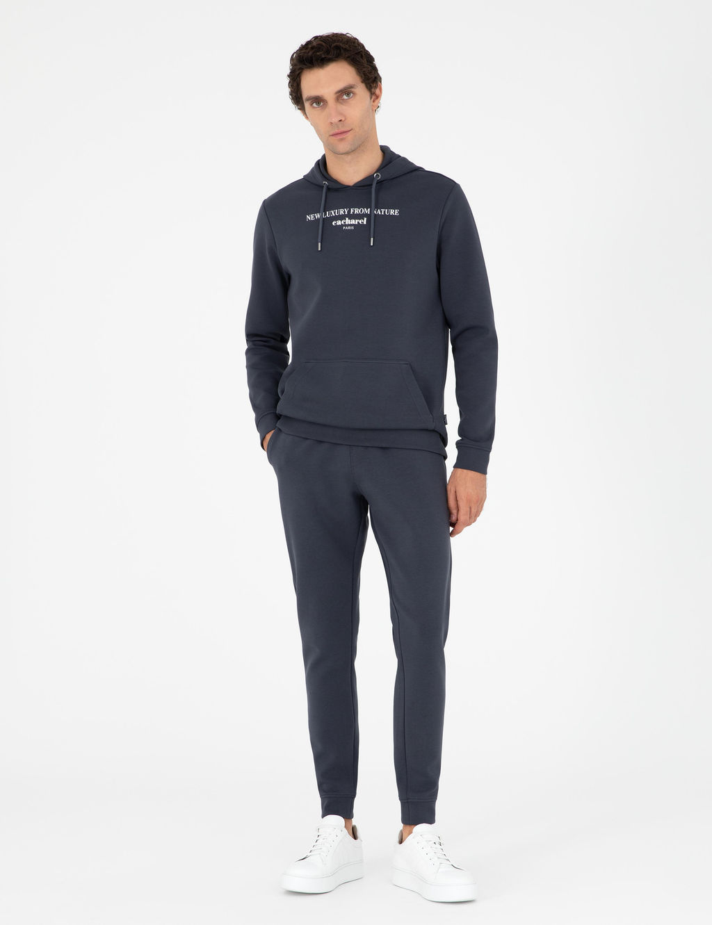 Эластичные спортивные штаны Jogger антрацитового кроя из смесового хлопка - Cacharel фото 3