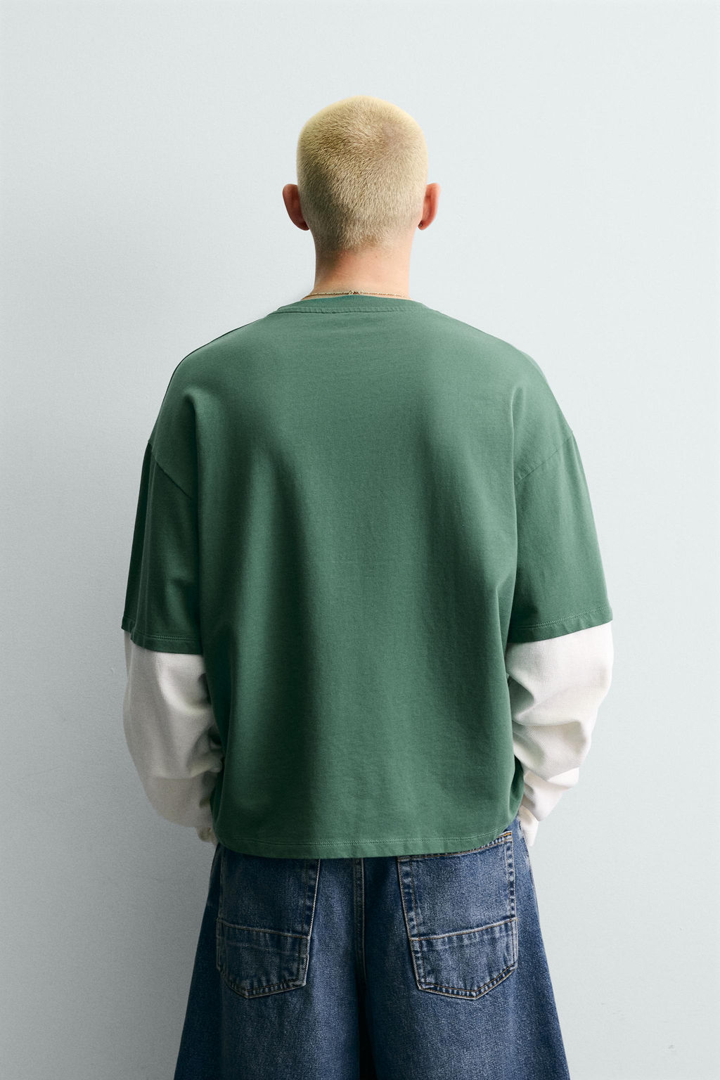 SUDADERA MANGA EFECTO DOBLE / Verde - Zara фото 3