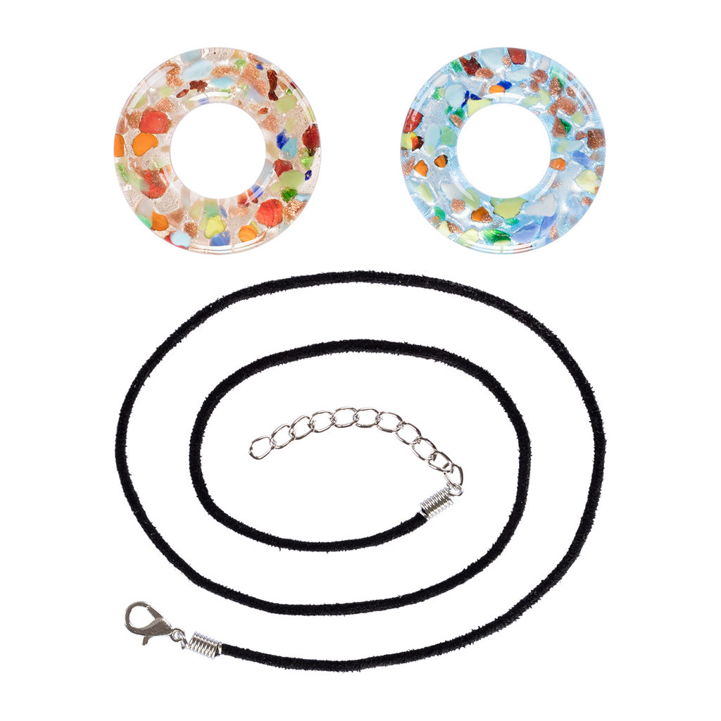 Бусина стеклянная Zlatka GWN в пакете с еврослотом Набор для создания бижутерии №03 голубой/оранжевый