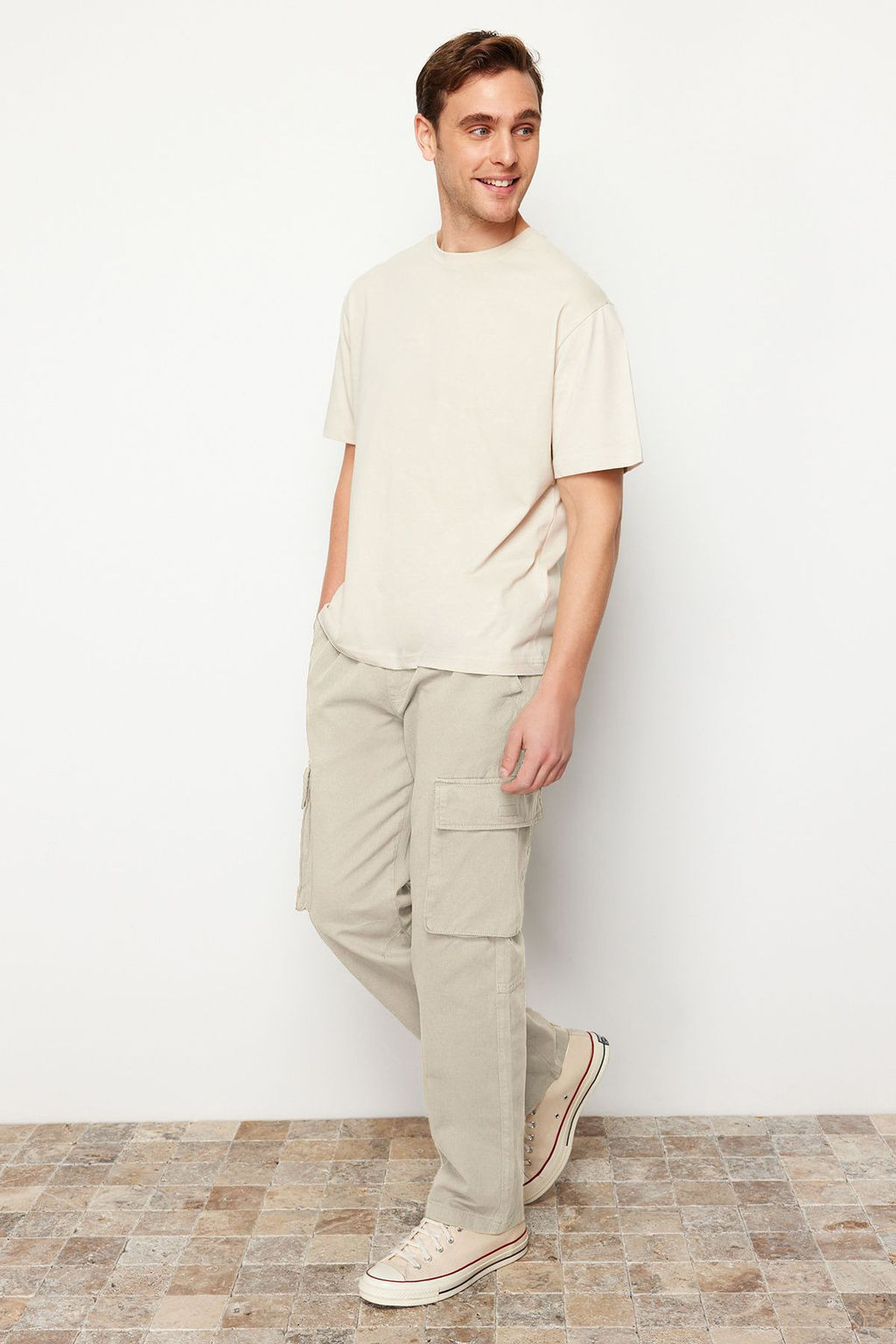 TRENDYOL MAN Ac?k Haki Unisex Regular Fit Lastikli Beli Baglamal? Kargo Cepli Pantolon TMNSS24PL00003 - Trendyolmilla фото 6