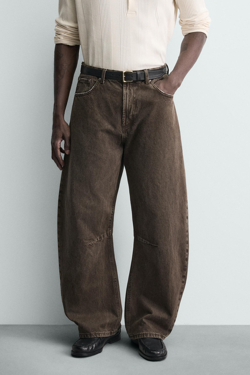 PANTAL?N BARREL FIT LAVADO / Marr?n - Zara фото 11