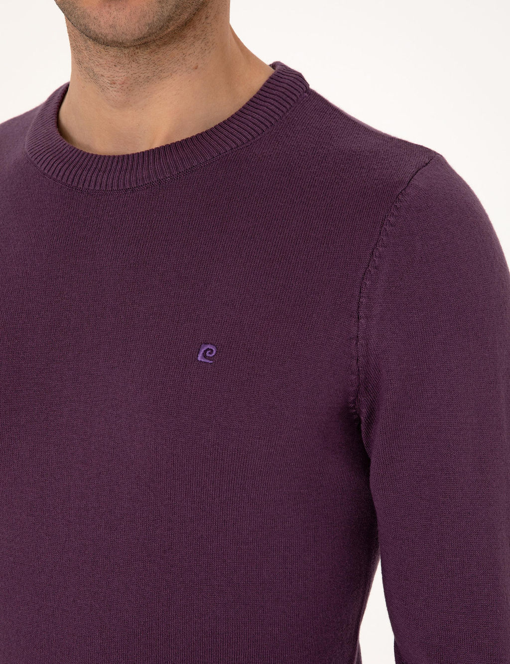 Mor Slim Fit Bisiklet Yaka Basic Triko Kazak - Pierre cardin фото 7