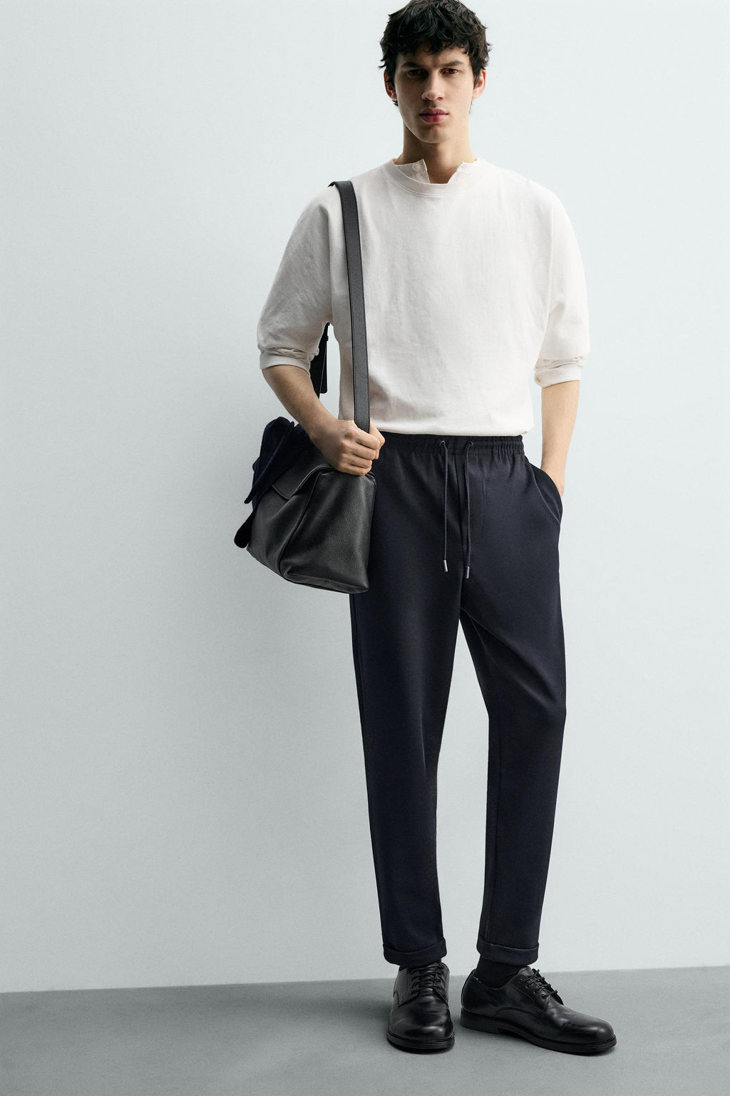 COMFORT NON-IRON JOGGER WAIST TROUSERS - Zara фото 17