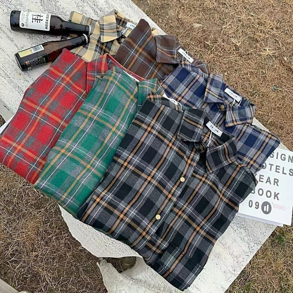 K12439 Рубашка фланель OVER SIZE ЧЕРНЫЙ