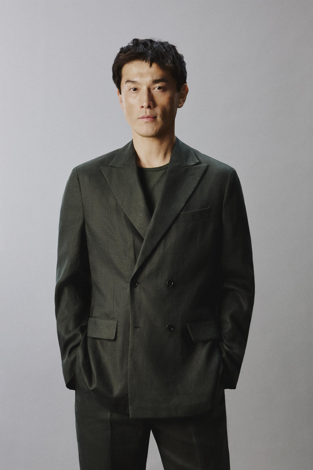 DOUBLE-BREASTED 100% LINEN SUIT BLAZER - Zara фото 2