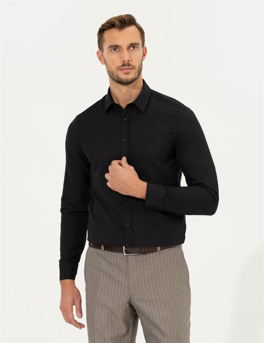 Siyah Slim Fit Oxford G_mlek - Pierre cardin фото 3