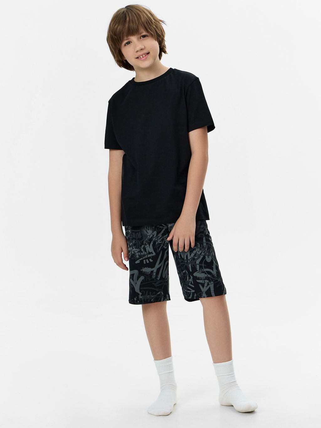 Шорты домашние для мальчиков черные с принтом - Mark formelle фото 3