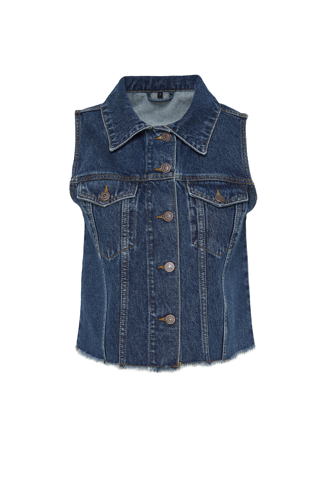 TRENDYOLMILLA Koyu Mavi More Sustainable Crop Denim Yelek TWOSS24YE00029  фото 7