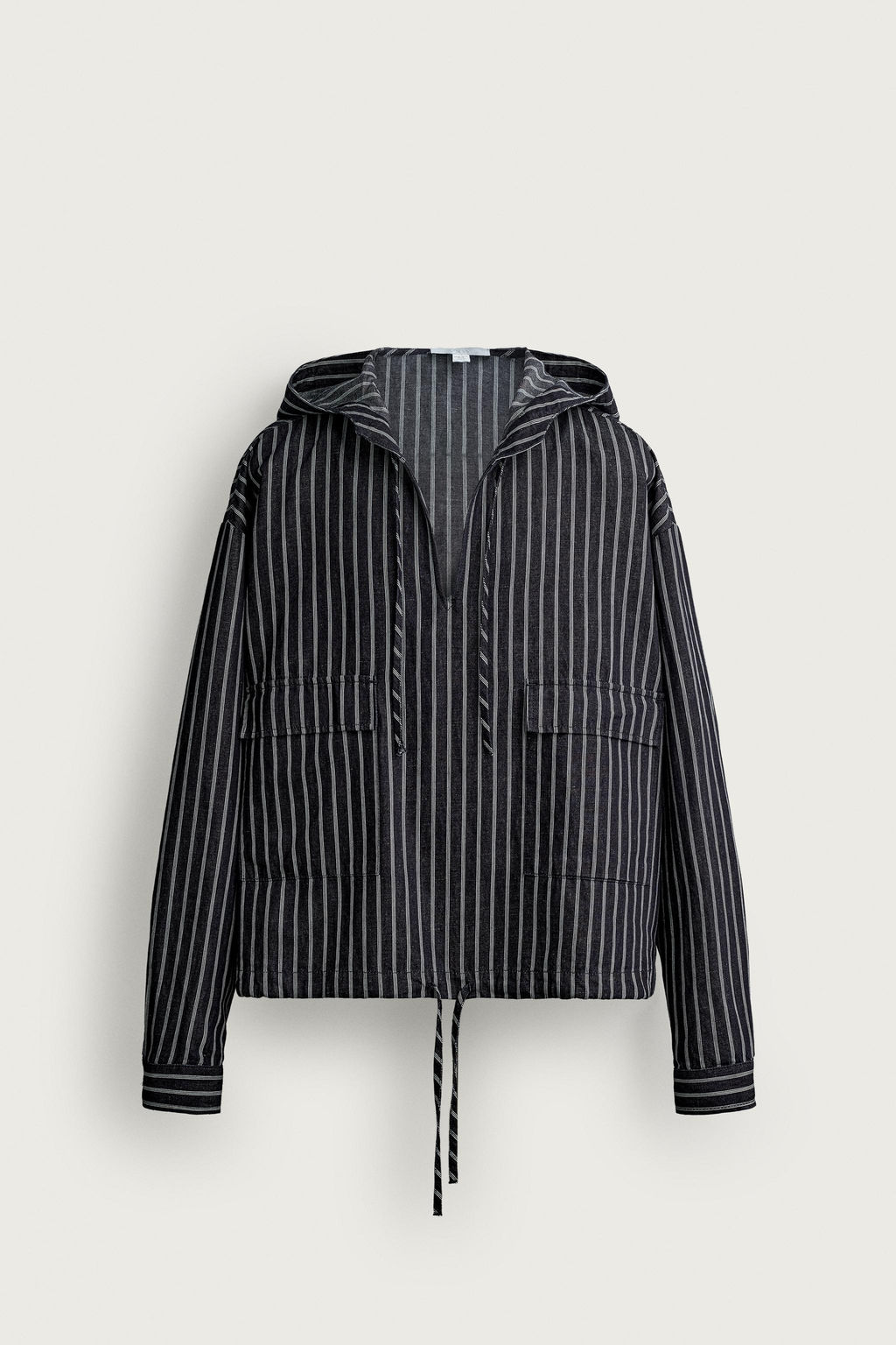 SOBRECAMISA RAYAS CAPUCHA  ALGOD?N - LINO / Azul - Zara фото 6