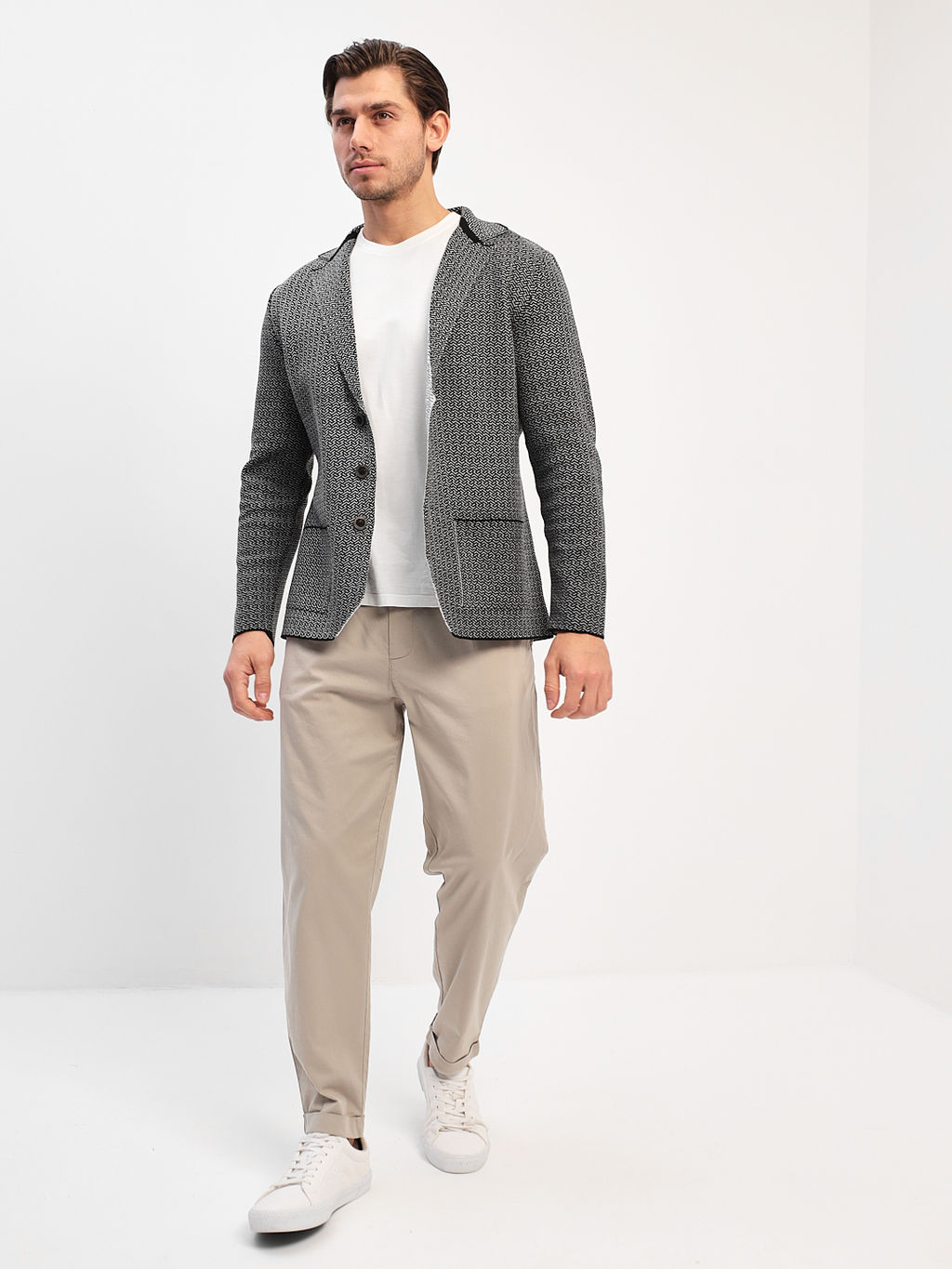 Кардиган мужской GREG G136Z-KF-зигзаг (чёрн./белый)  фото 2