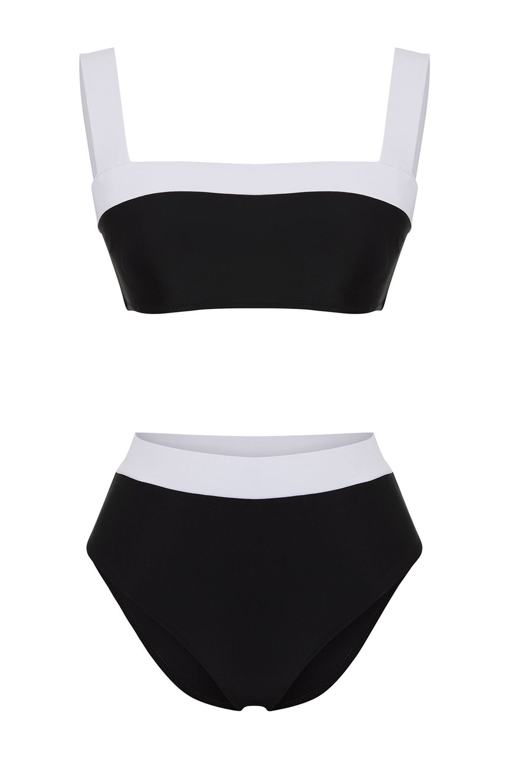 TRENDYOLMILLA Siyah-Beyaz Bralette Renk Bloklu Yuksek Bel Regular Bikini Tak?m? TBESS25BT00062  фото 5