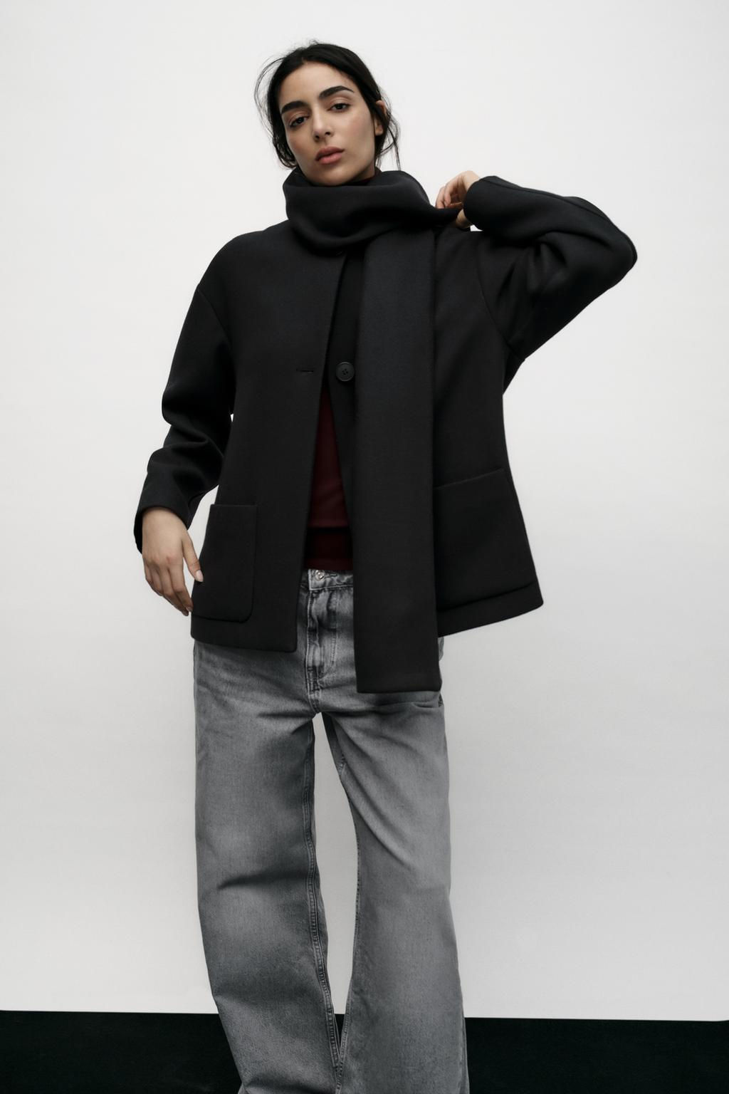 WOOL COAT WITH SCARF - Zara фото 2