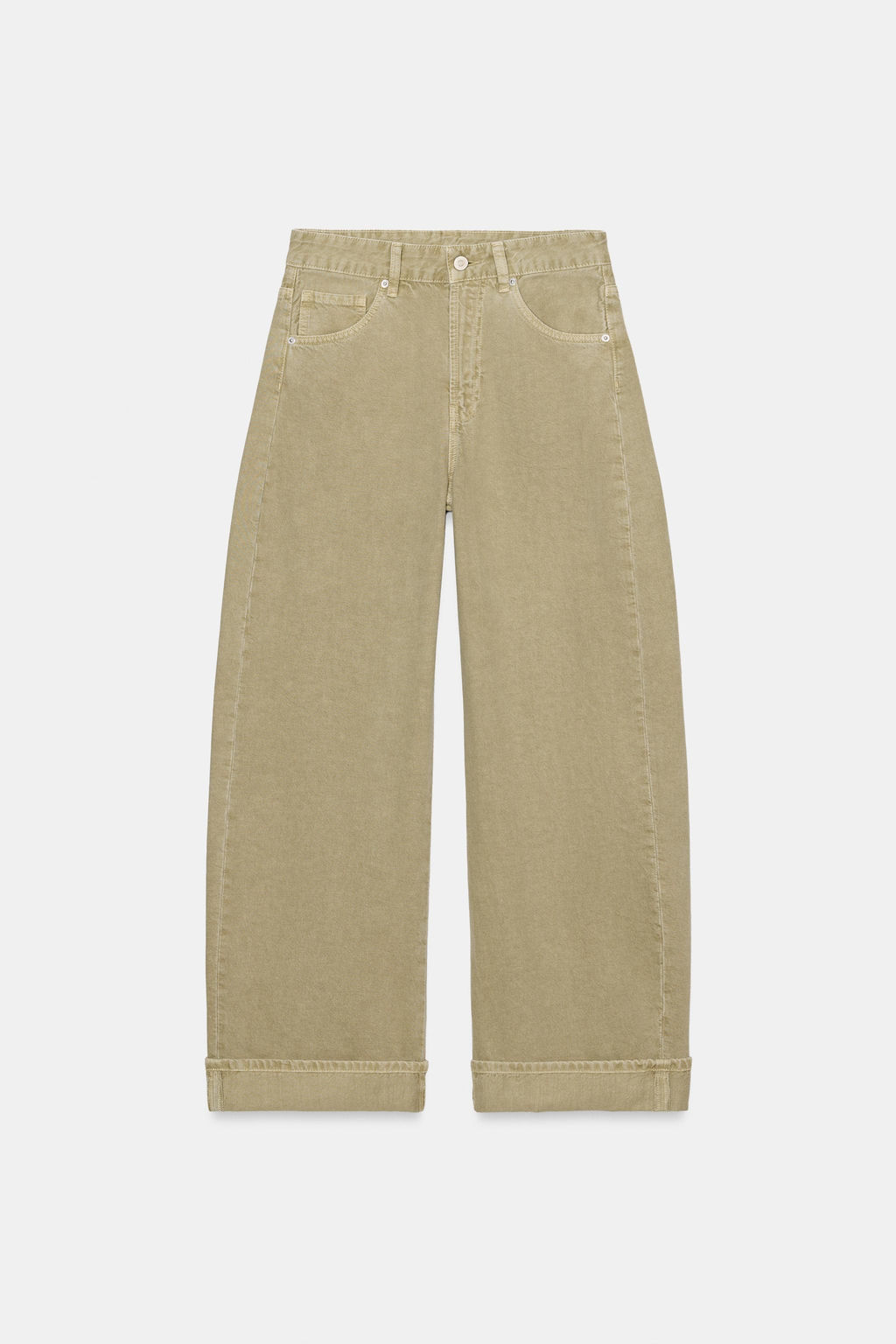 JEANS TRF BAGGY FOLDED TIRO MEDIO / Verde Oliva - Zara фото 7