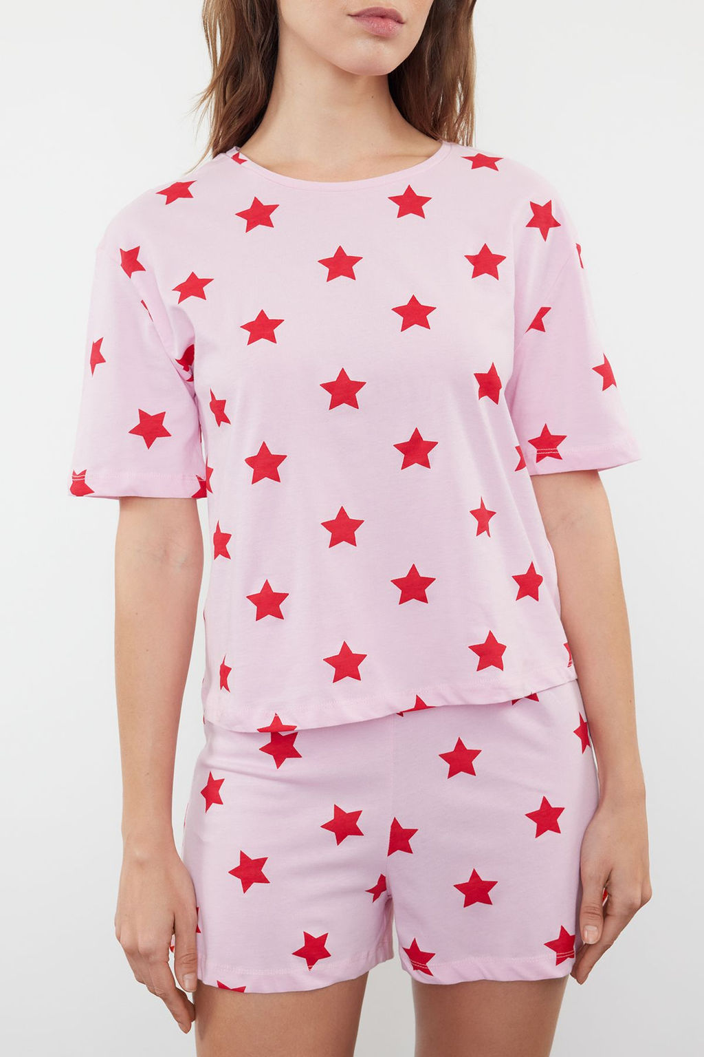 Trendyolmilla Cok Renkli %100 Pamuklu Y?ld?z Desenli Sortlu Orme Pijama Tak?m? THMSS22PT0501  фото 35