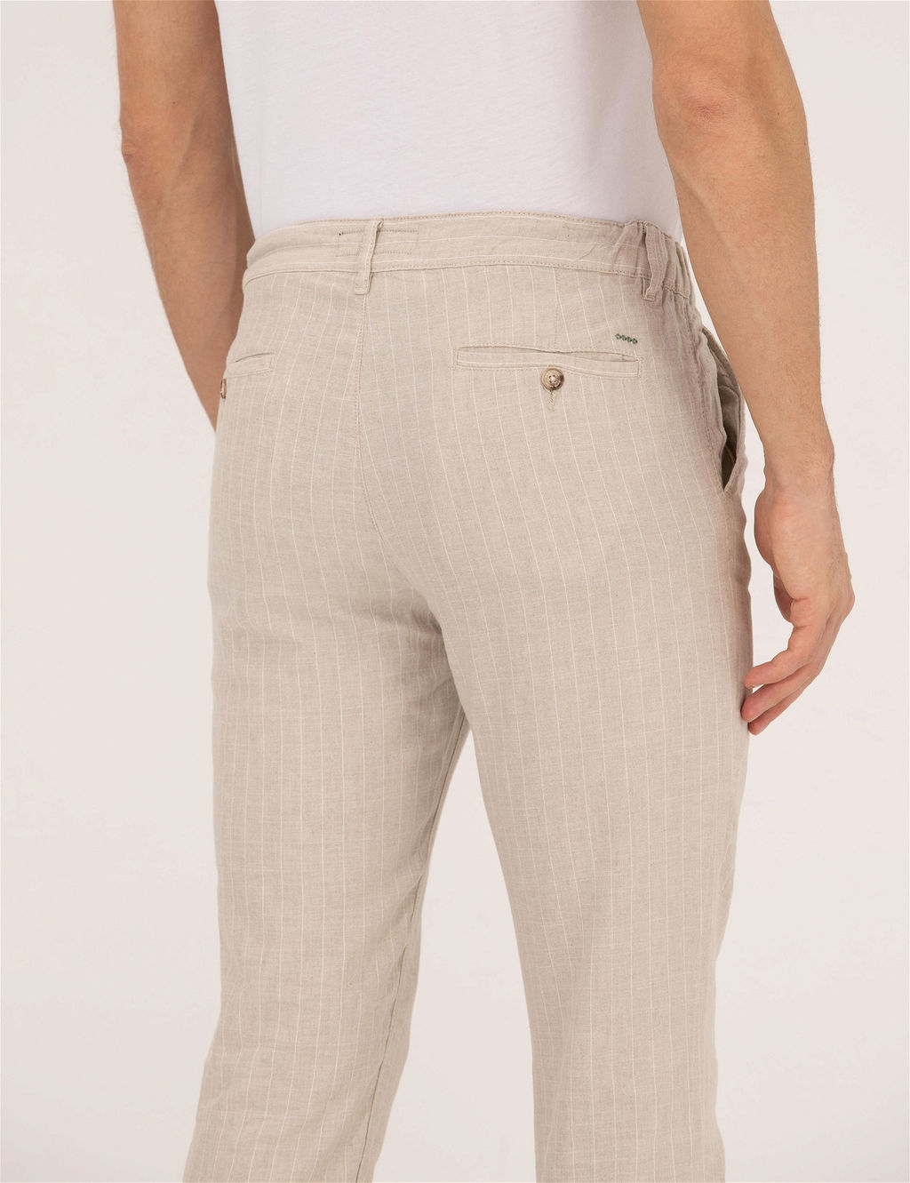 Bej Carrot Fit Beli Lastikli Keten Kar___ml_ Kanvas Pantolon - Pierre cardin фото 3