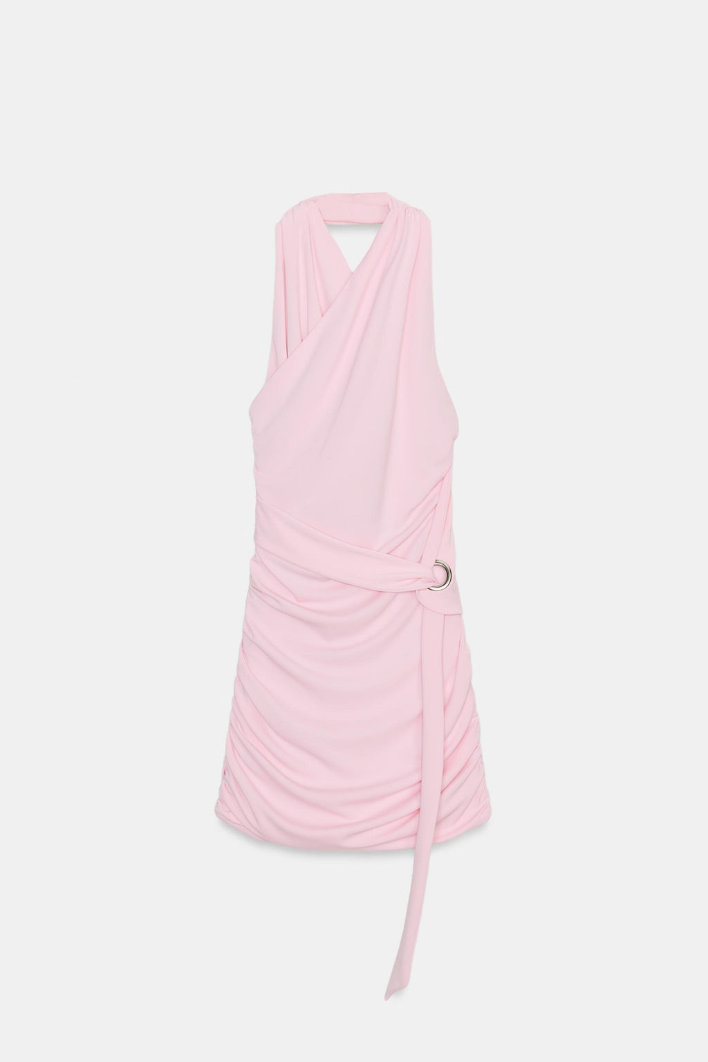 VESTIDO MINI HALTER DRAPEADO / Rosa medio - Zara фото 4