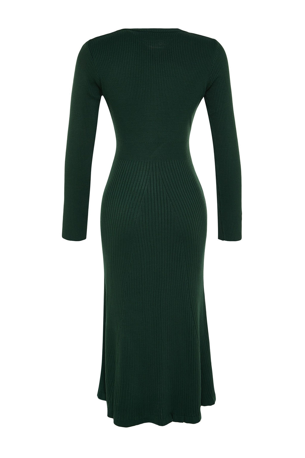 TRENDYOLMILLA Kahverengi Midi Triko Bisiklet Yaka Elbise TWOAW21EL0422 фото 8