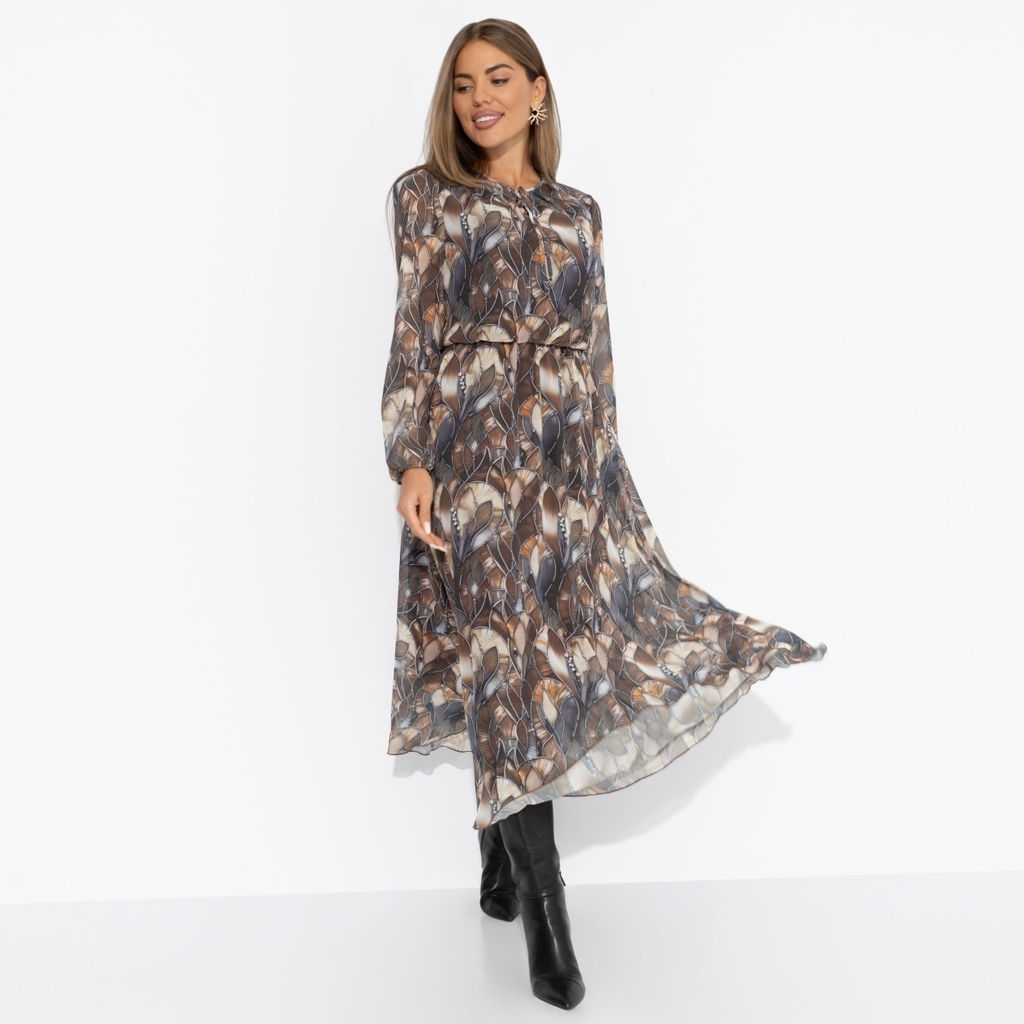 Платье нарядное на подкладе, Летящие мгновения (brown) - Charutti фото 4