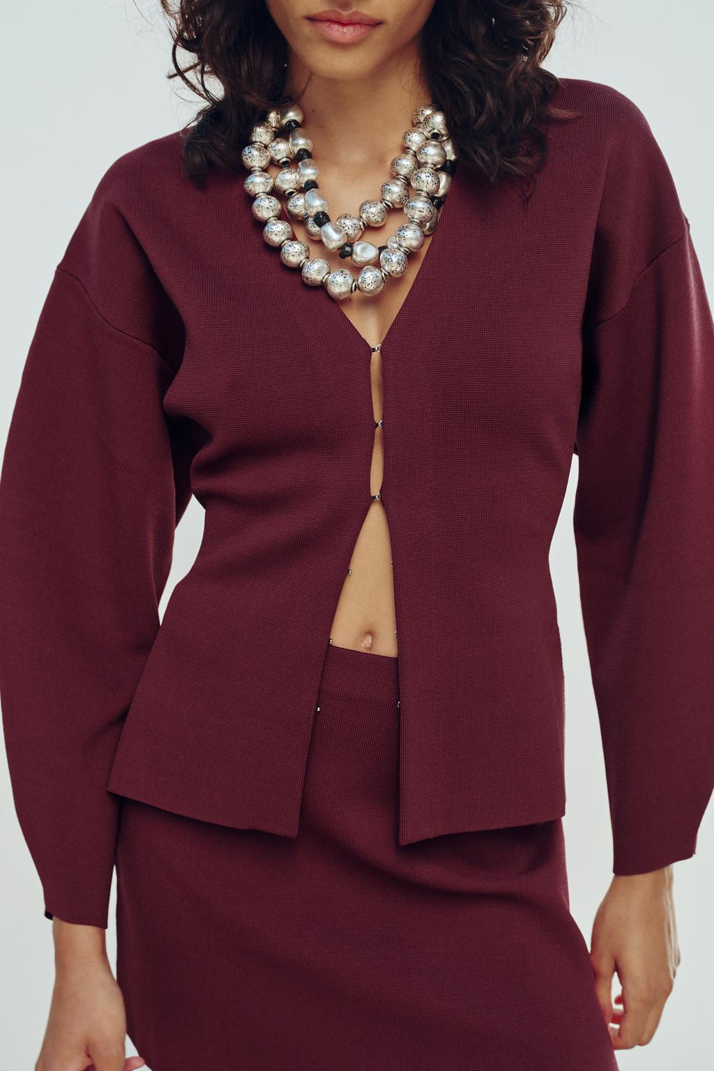 PLAIN KNIT FITTED CARDIGAN - Zara фото 4