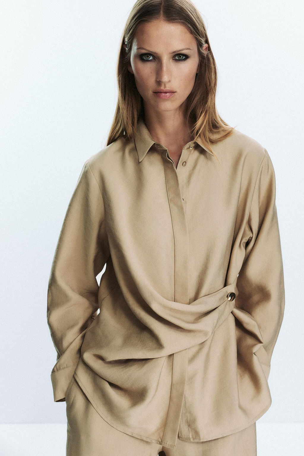 GOLD BUTTON WRAP SHIRT - Zara фото 2