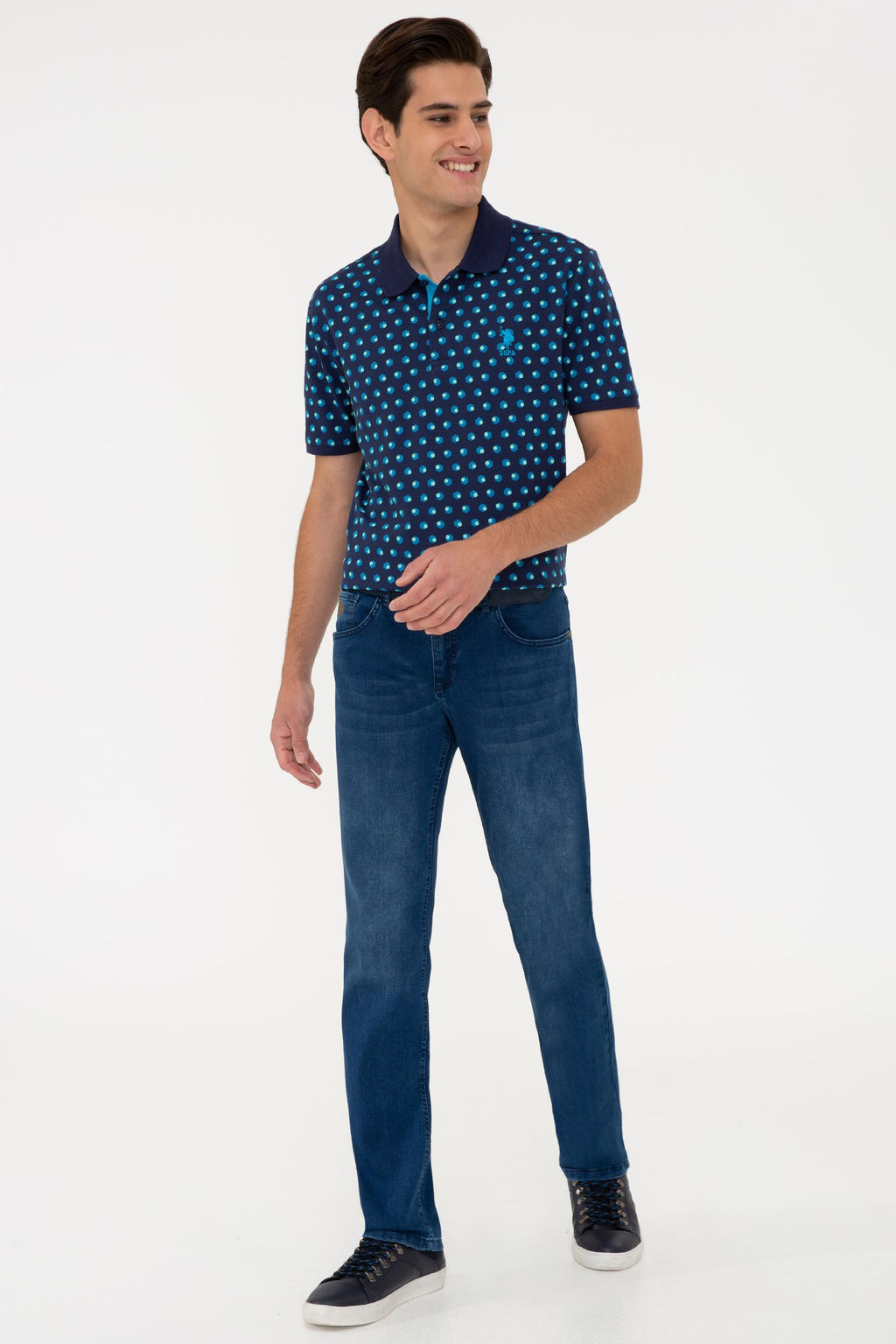 Мужская темно-синяя футболка с воротником-поло - U.s. polo assn фото 9