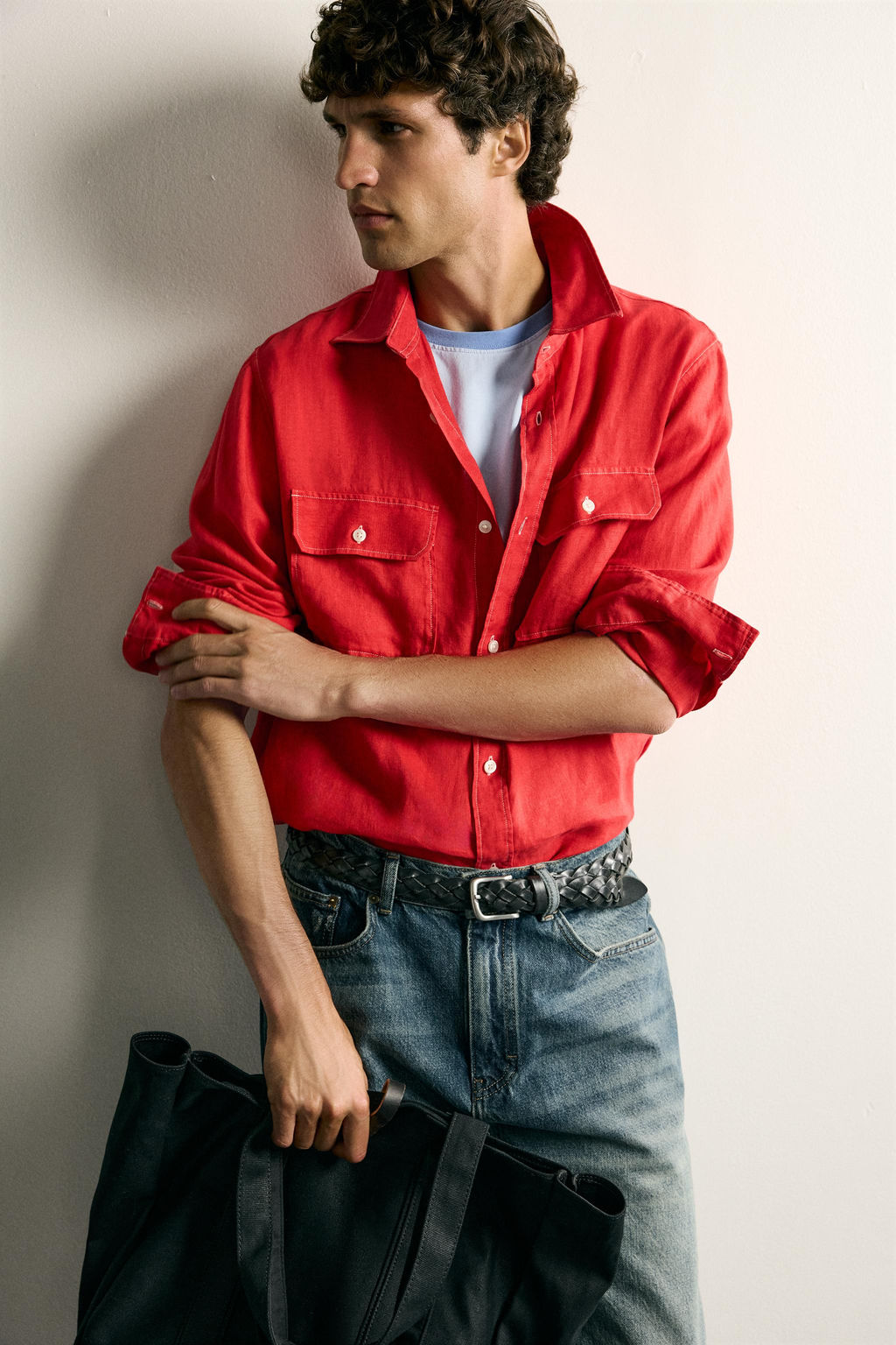 SOBRECAMISA REGULAR FIT 100% LINO / Rojo - Zara фото 5