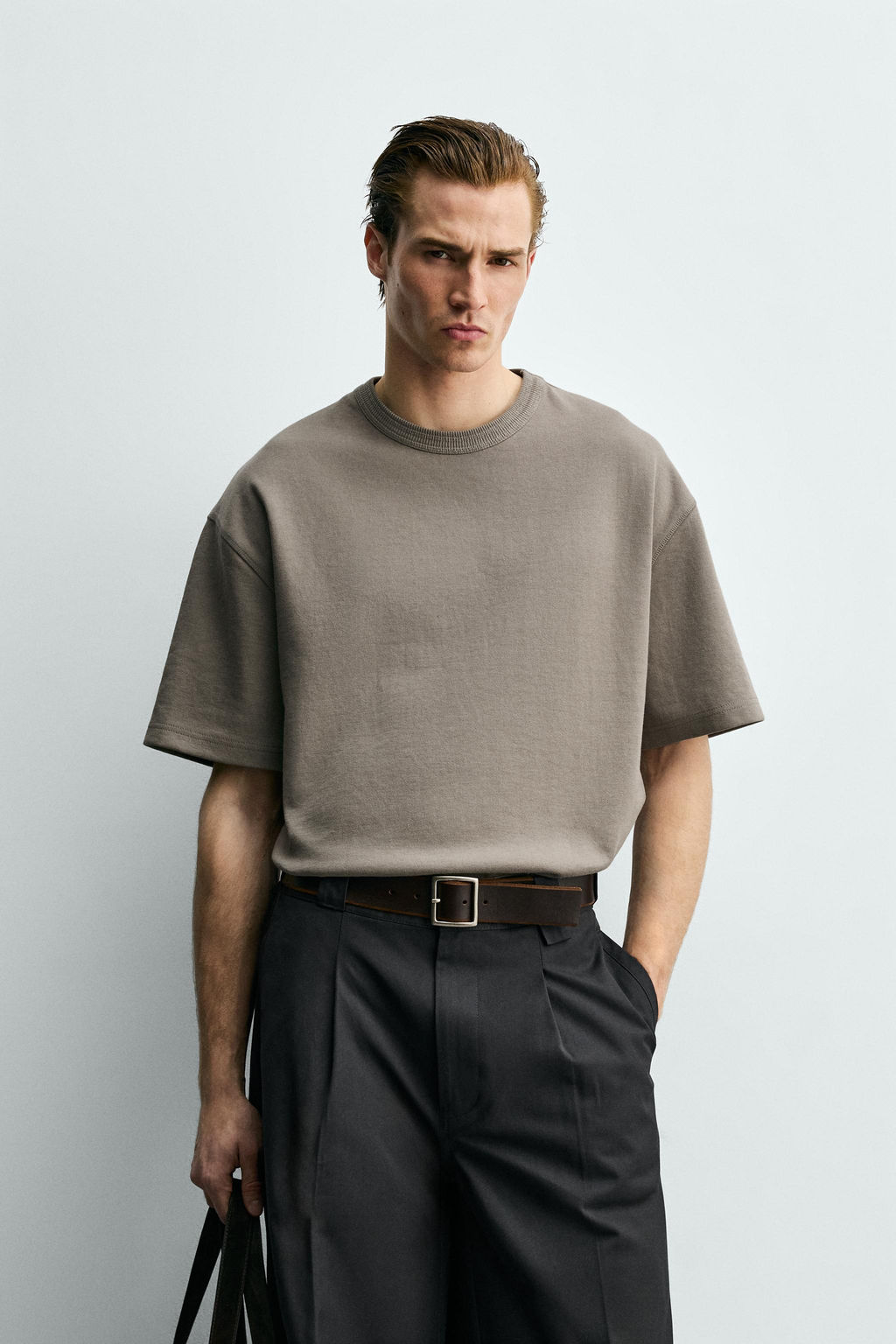 SUDADERA RELAXED FIT MANGA CORTA / Marr?n / Topo - Zara фото 2
