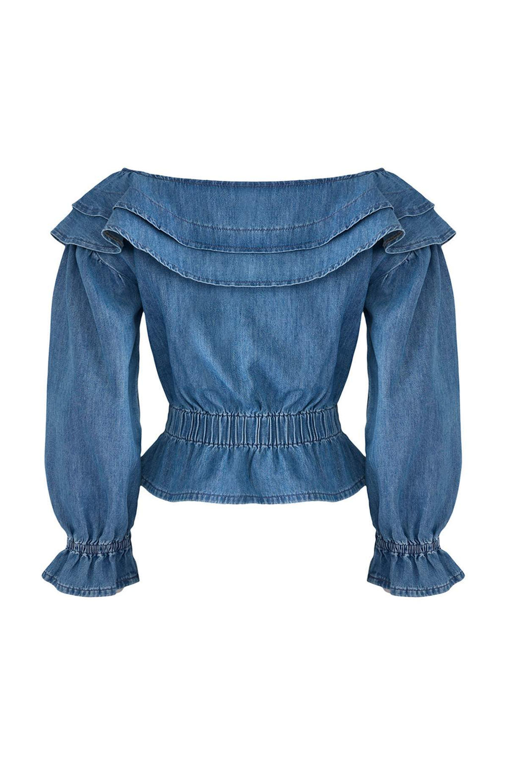 Mavi F?rf?r Detayl? Carmen Yaka Denim Bluz TWOAW26BZ00049