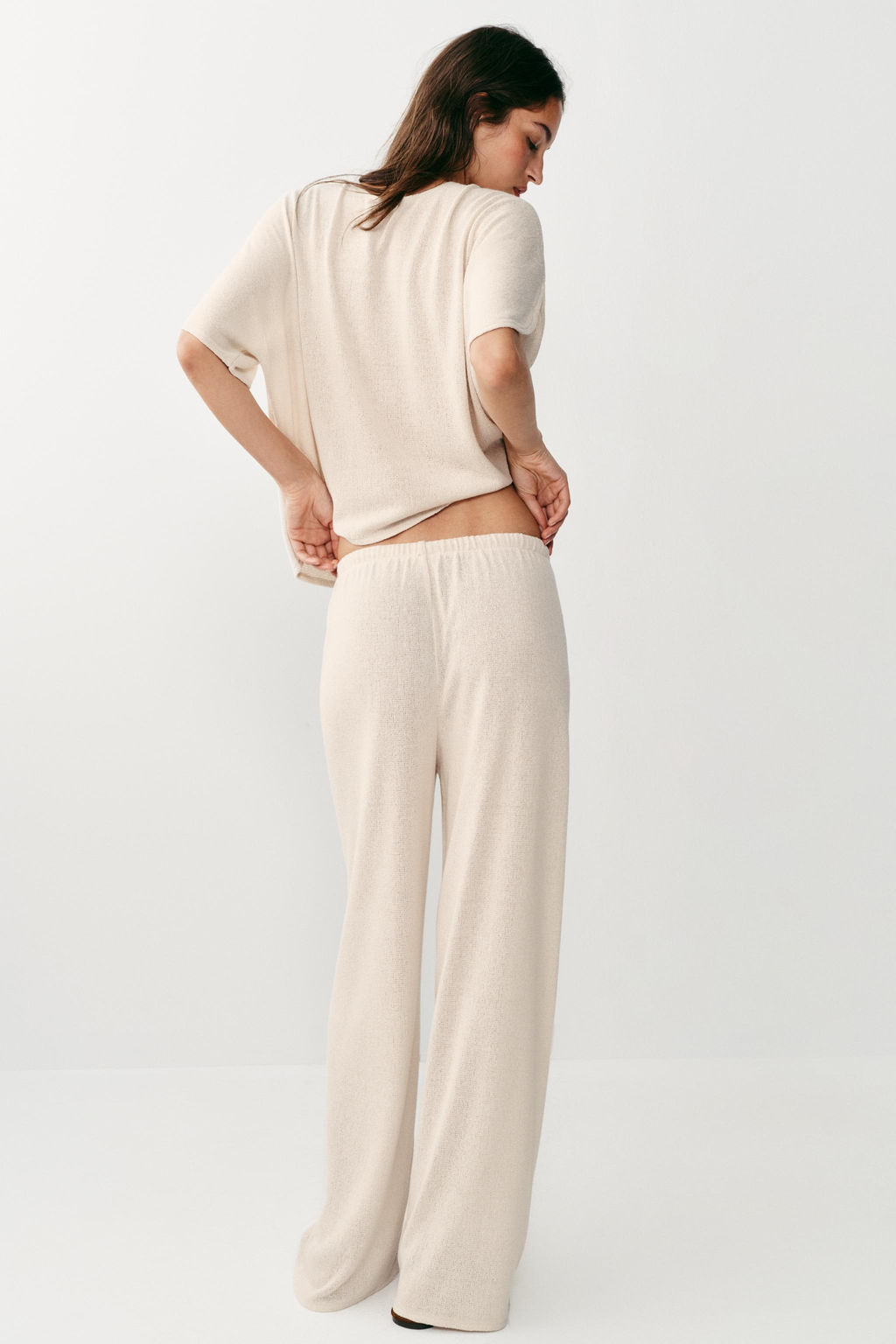 PANTAL?N R?STICO WIDE LEG / Beige claro