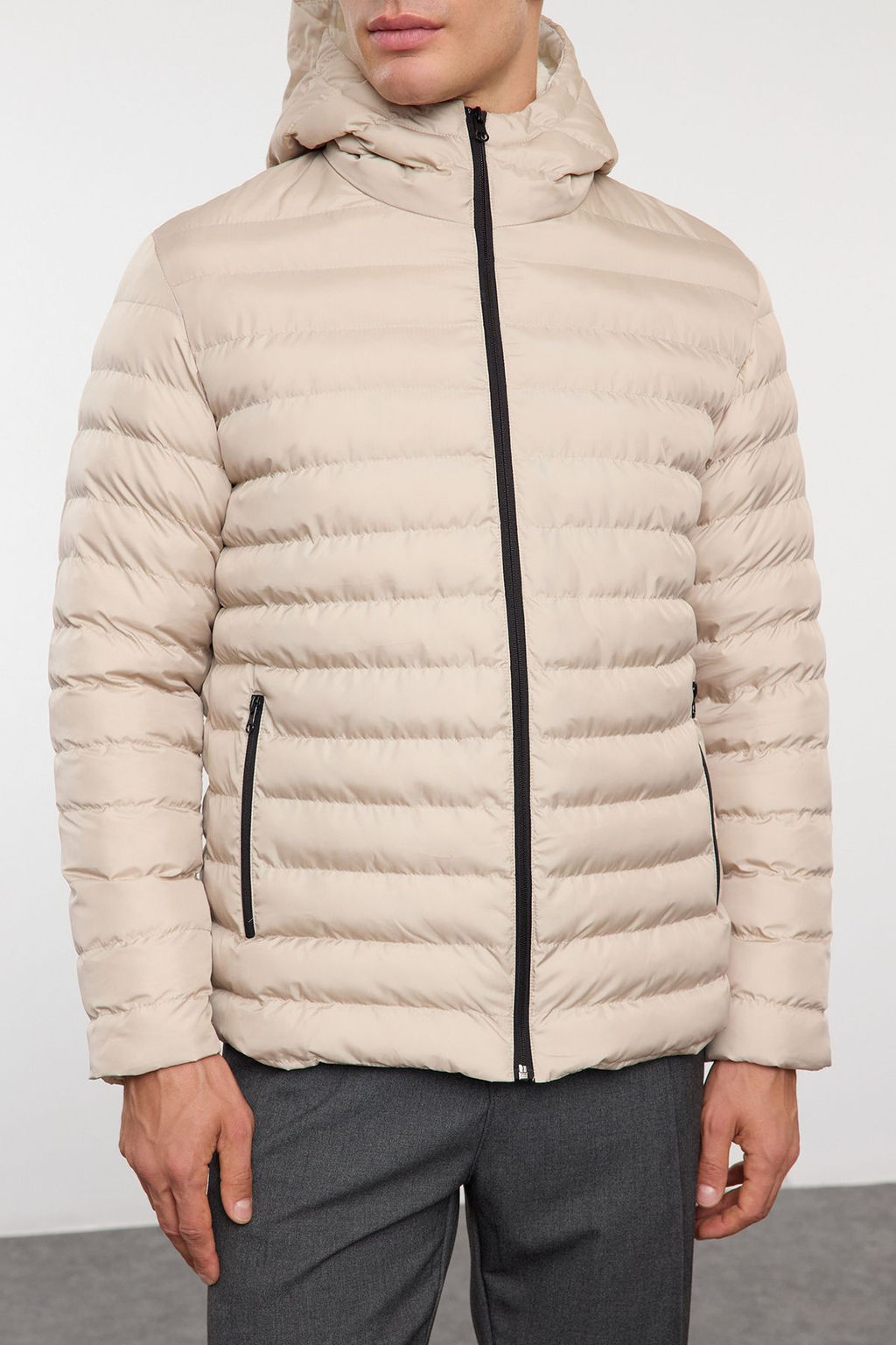 TRENDYOL MAN Antrasit Regular Fit Kapusonlu K?sl?k Mont TMNAW25MO00028 - Trendyolmilla фото 3