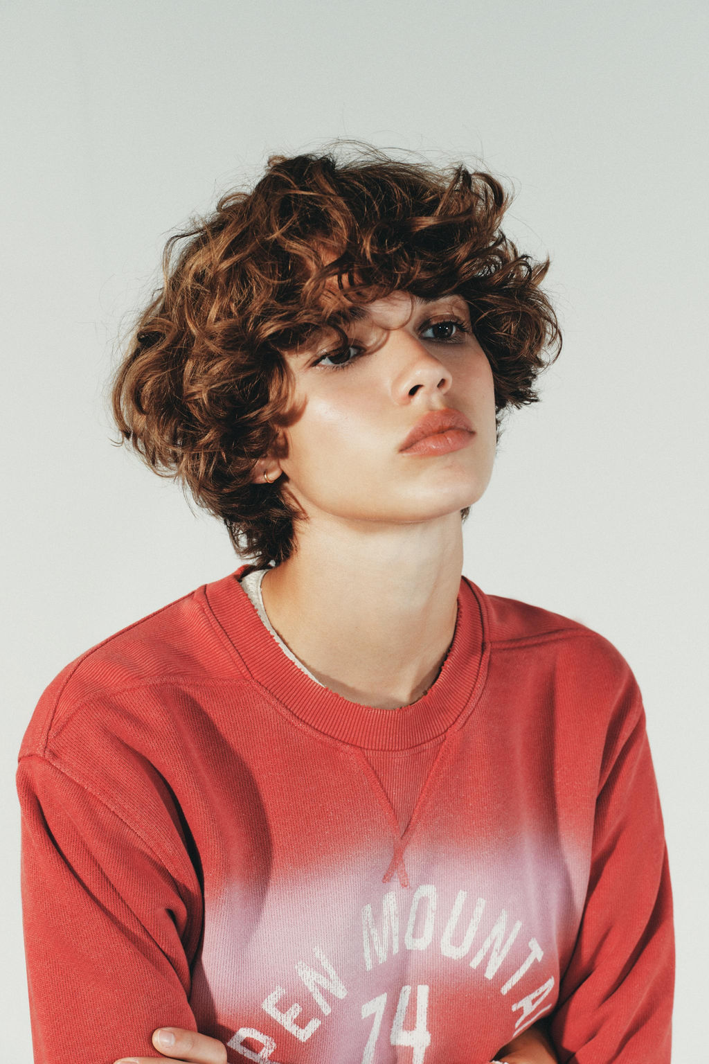 FADED-EFFECT SWEATSHIRT WITH SLOGAN