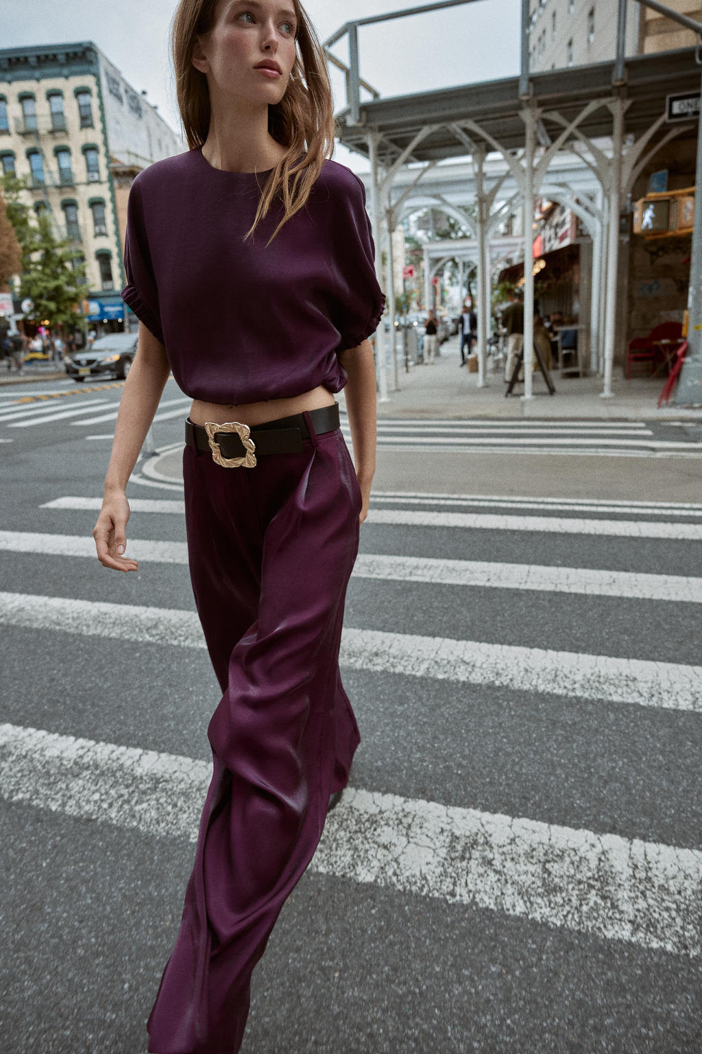 SATIN WIDE-LEG TROUSERS WITH BELT - Zara фото 2