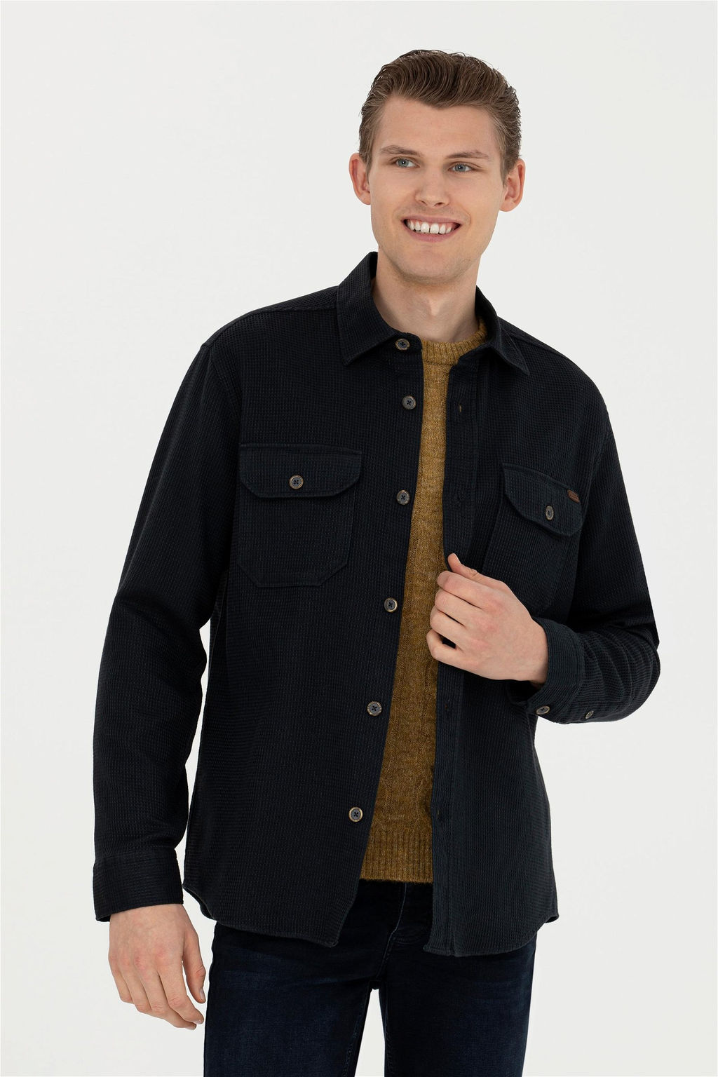 Мужская рубашка антрацитового цвета с длинным рукавом - U.s. polo assn фото 8