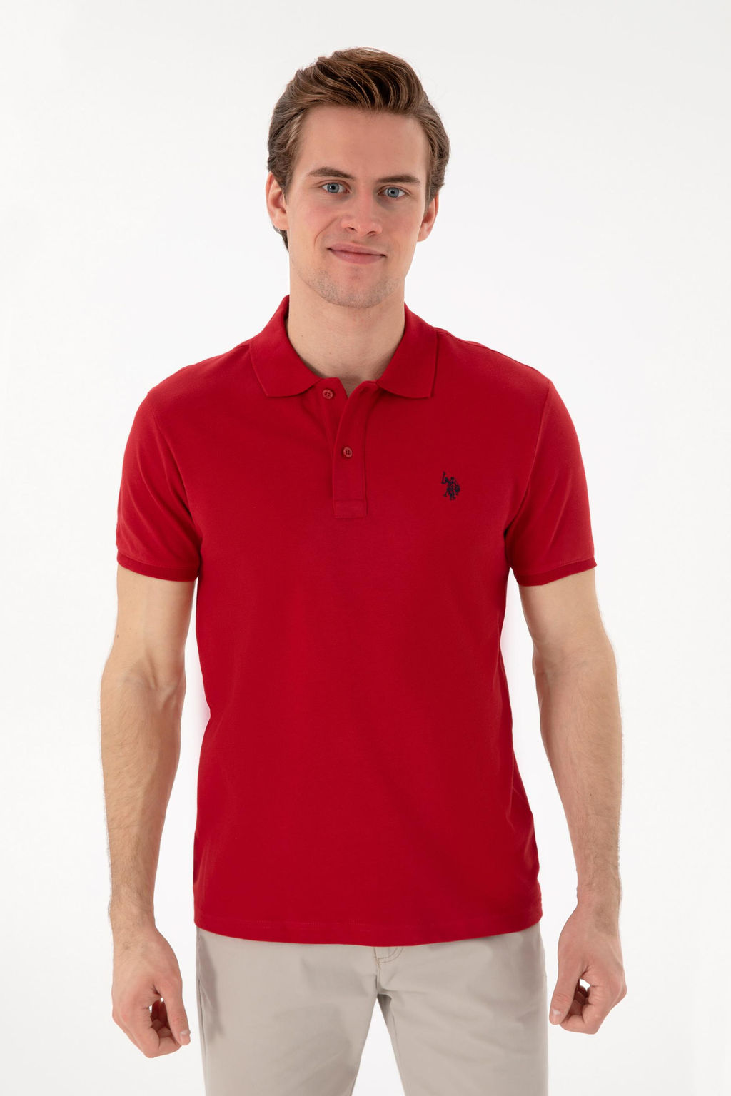Erkek Slim Fit Polo Yaka K_rm_z_ Basic Ti__rt Sepette S_rpriz _ndirim - U.s. polo assn фото 3