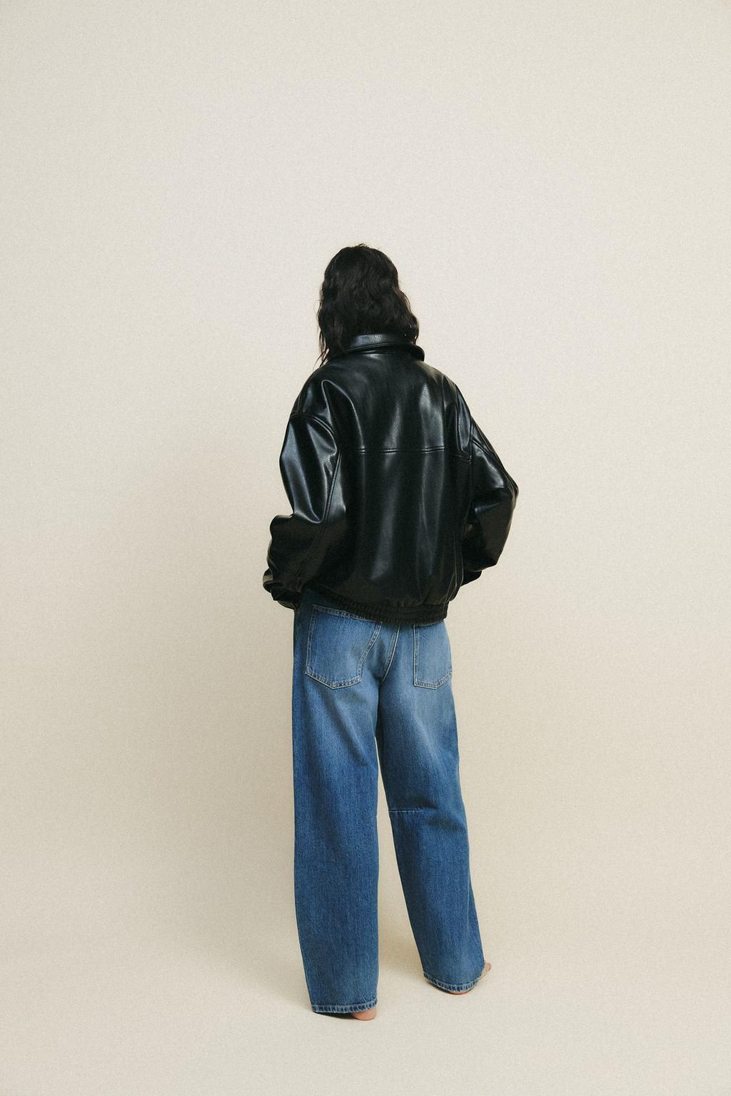 LEATHER EFFECT BOMBER JACKET - Zara фото 12